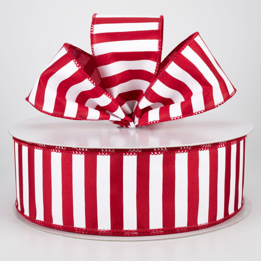 2.5" Medium Stripe Ribbon: Crimson Red & White (50 Yards) Lifestyle Photo