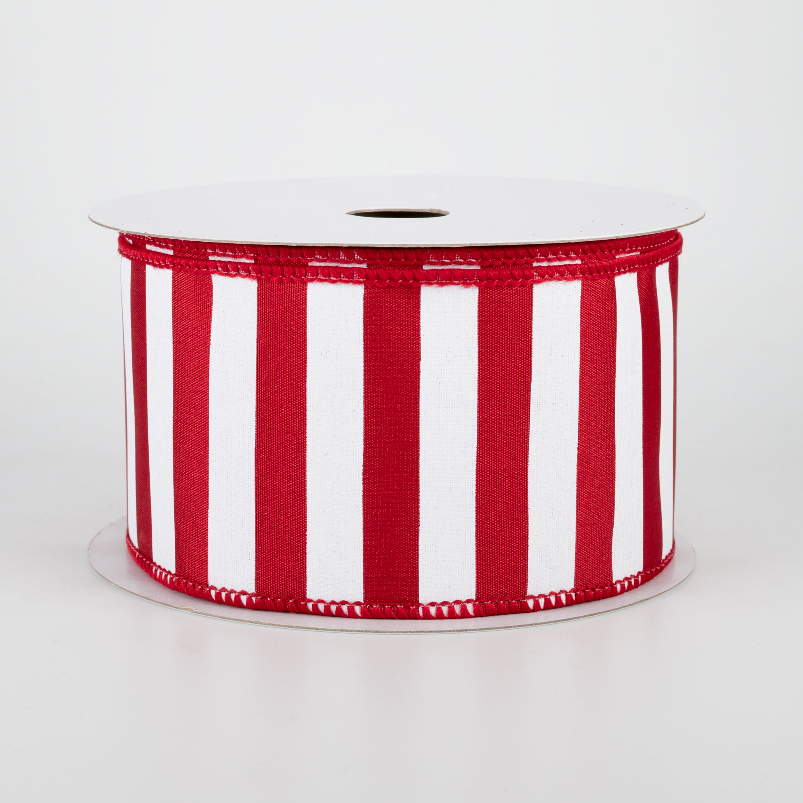 2.5" Medium Stripe Ribbon: Crimson Red & White (10 Yards)