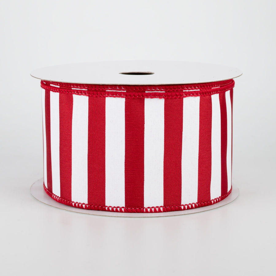 2.5" Medium Stripe Ribbon: Crimson Red & White (10 Yards)