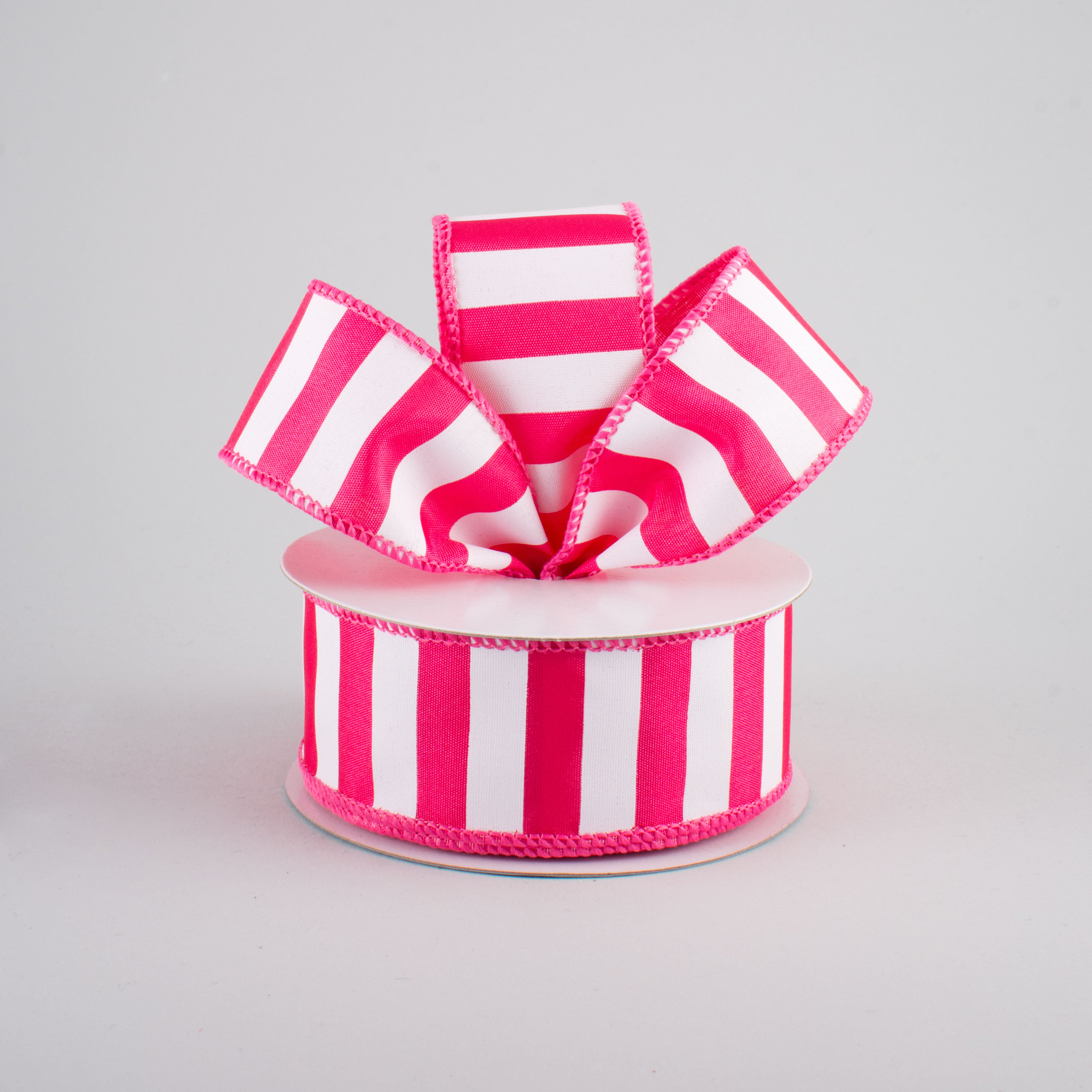 1.5" Medium Stripe Ribbon: Hot Pink & White (10 Yards) Lifestyle Photo