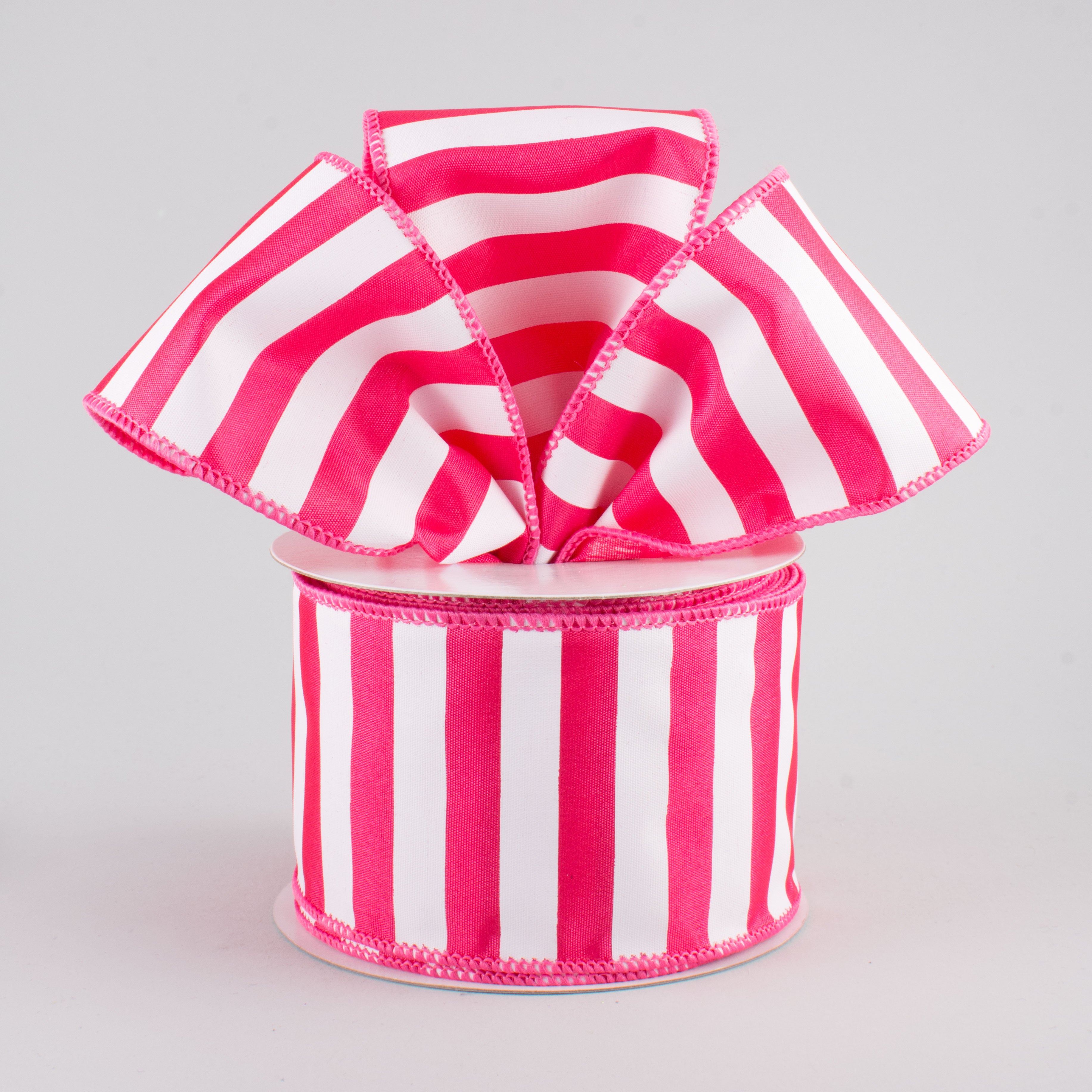 2.5" Medium Stripe Ribbon: Hot Pink & White (10 Yards) Lifestyle Photo