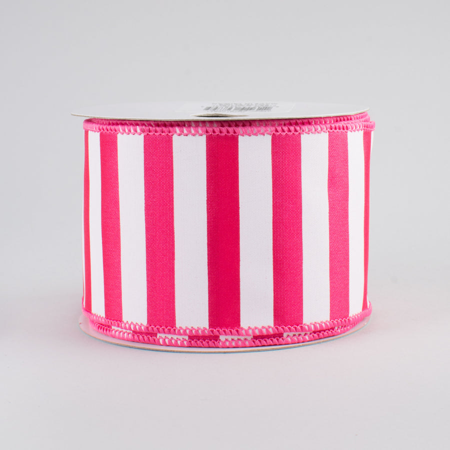 2.5" Medium Stripe Ribbon: Hot Pink & White (10 Yards)
