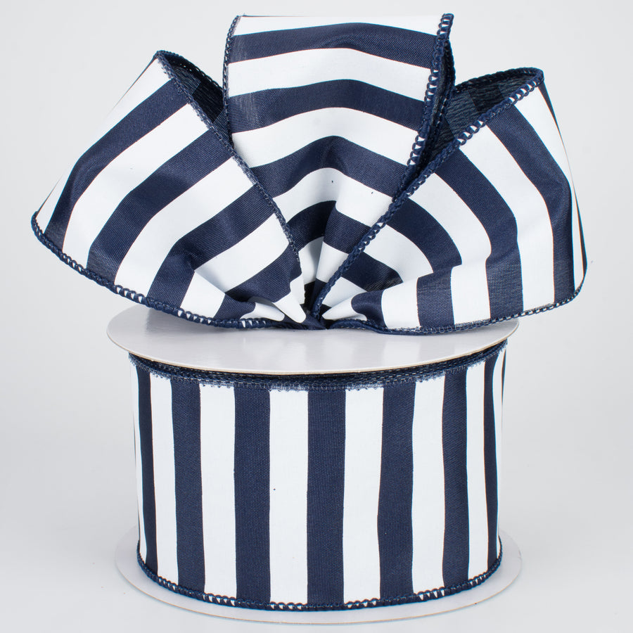 2.5" Medium Stripe Ribbon: Navy & White (10 Yards) Lifestyle Photo