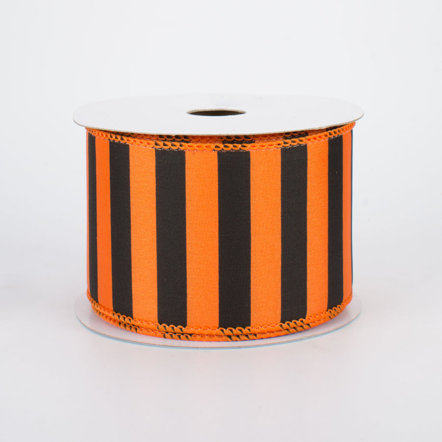 2.5" Medium Stripe Ribbon: Orange & Black (10 Yards)