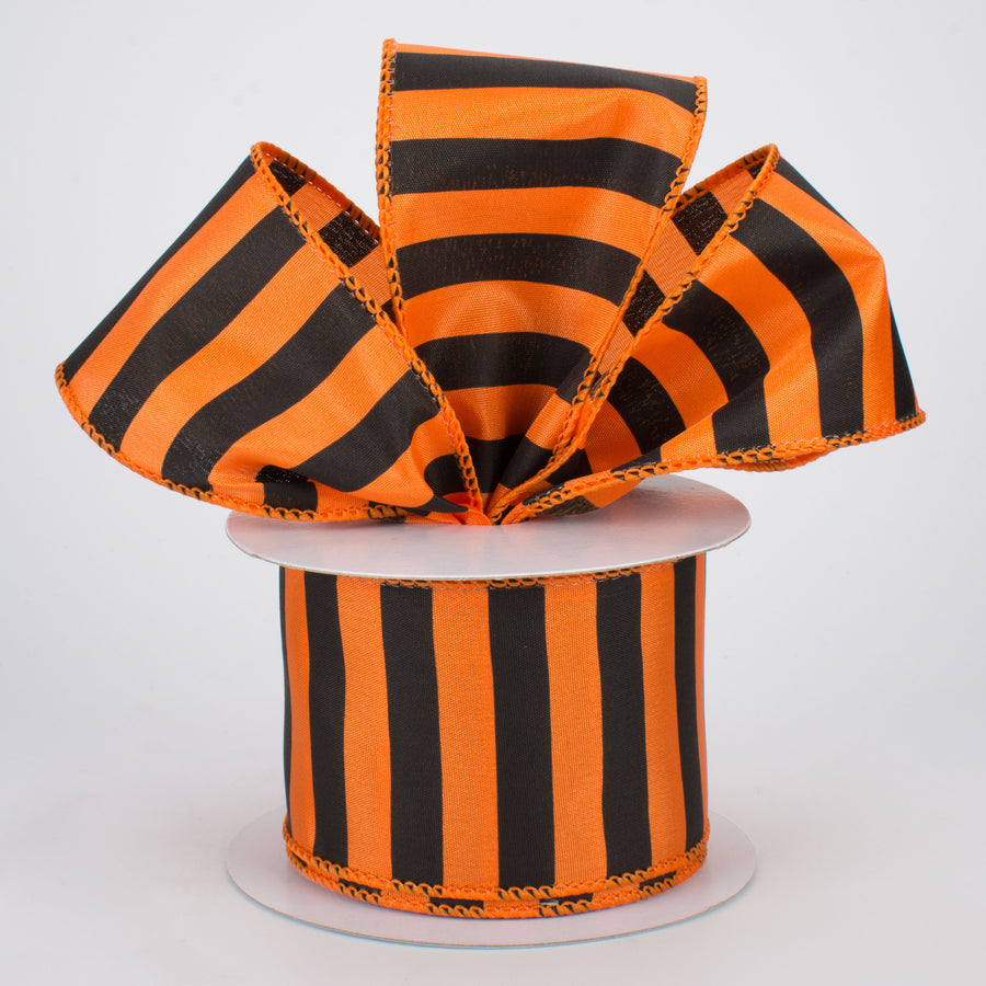 2.5" Medium Stripe Ribbon: Orange & Black (10 Yards) Lifestyle Photo