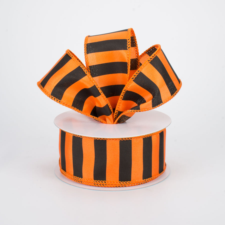 1.5" Medium Stripe Ribbon: Orange & Black (10 Yards) Lifestyle Photo