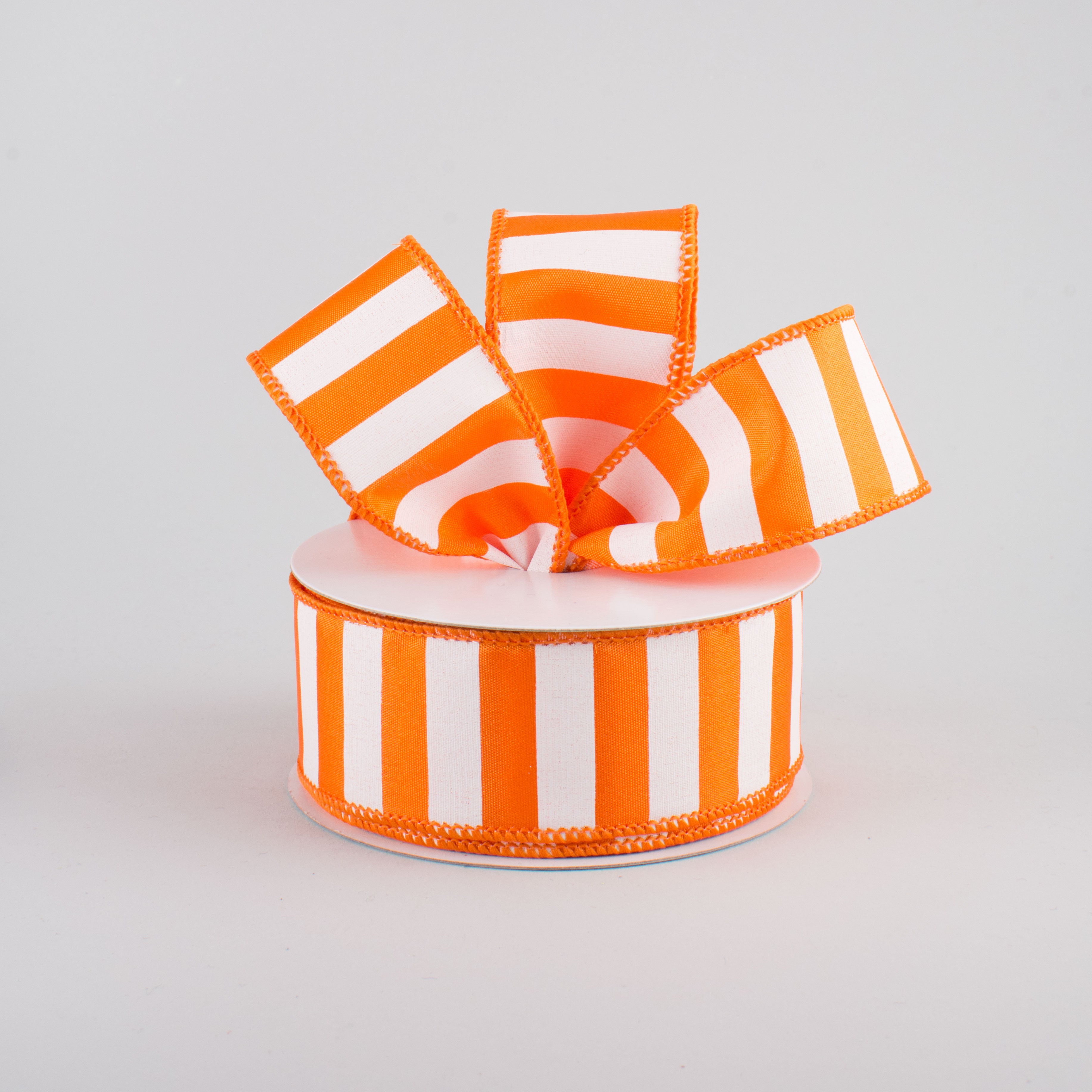 1.5" Medium Stripe Ribbon: Orange & White (10 Yards) Lifestyle Photo