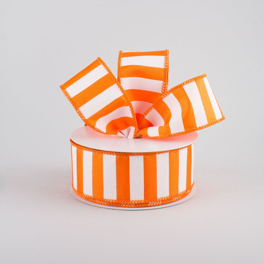 1.5" Medium Stripe Ribbon: Orange & White (10 Yards) Lifestyle Photo