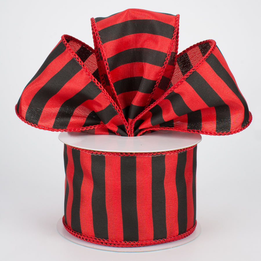 2.5" Medium Stripe Ribbon: Red & Black (10 Yards) Lifestyle Photo