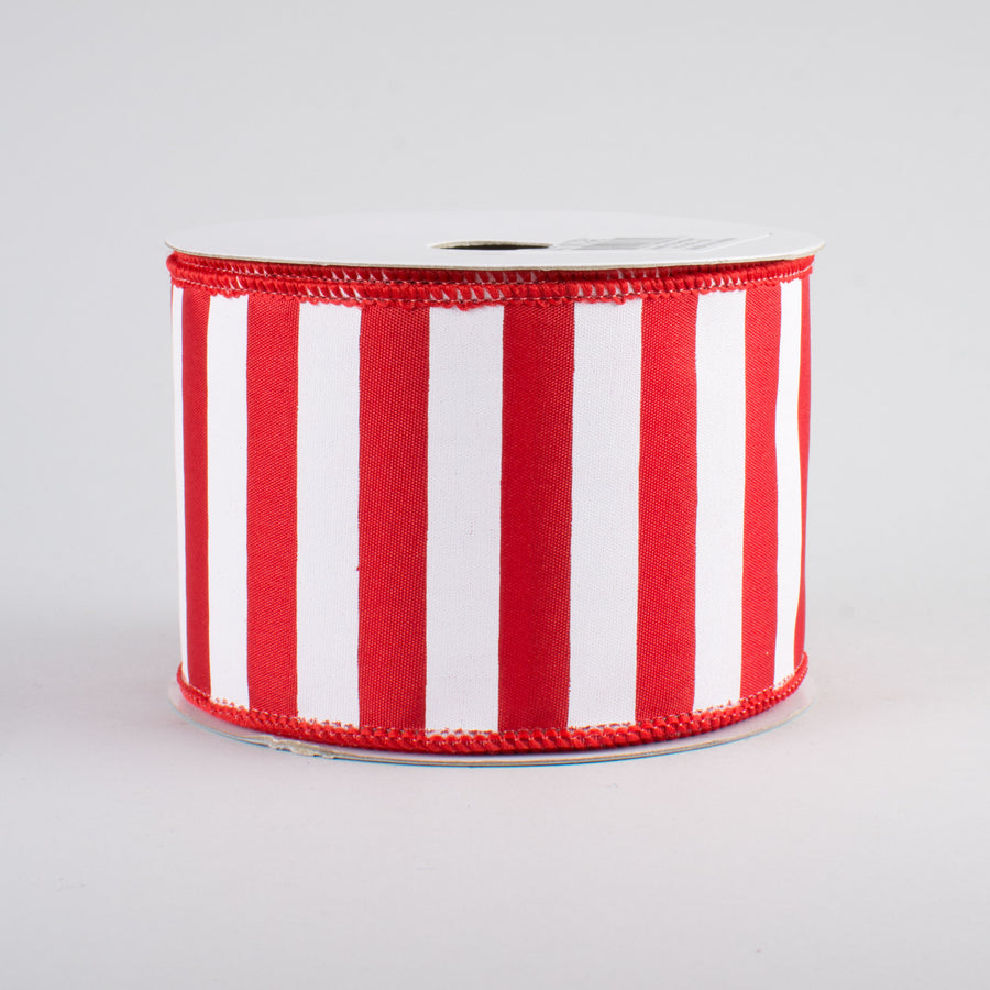 2.5" Medium Stripe Ribbon: Red & White (10 Yards)