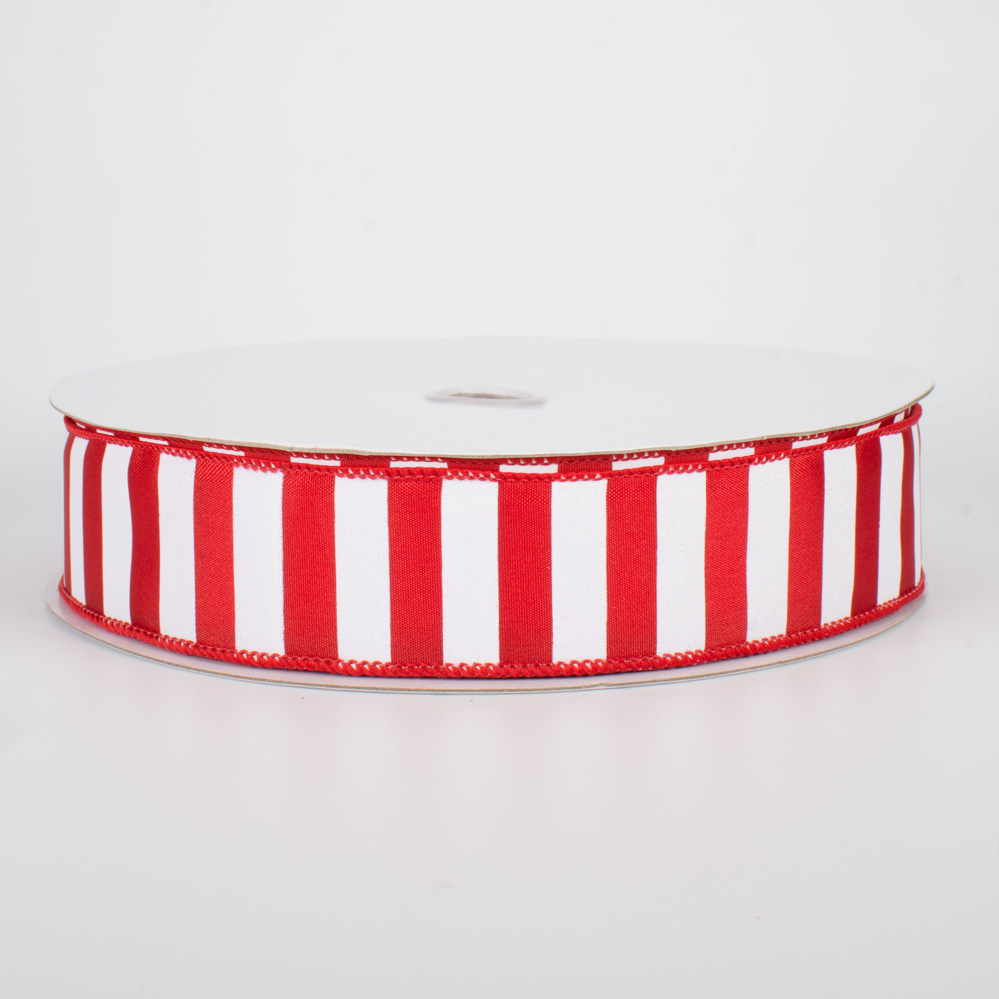 1.5" Medium Stripe Ribbon: Red & White (50 Yards)