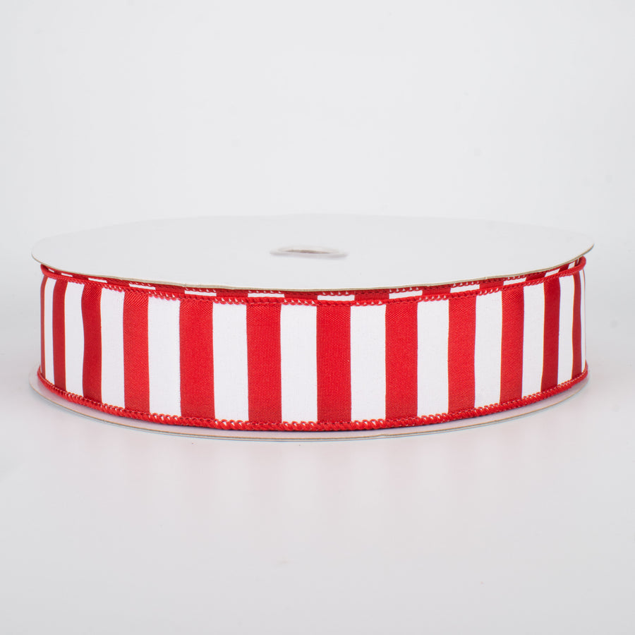 1.5" Medium Stripe Ribbon: Red & White (50 Yards)