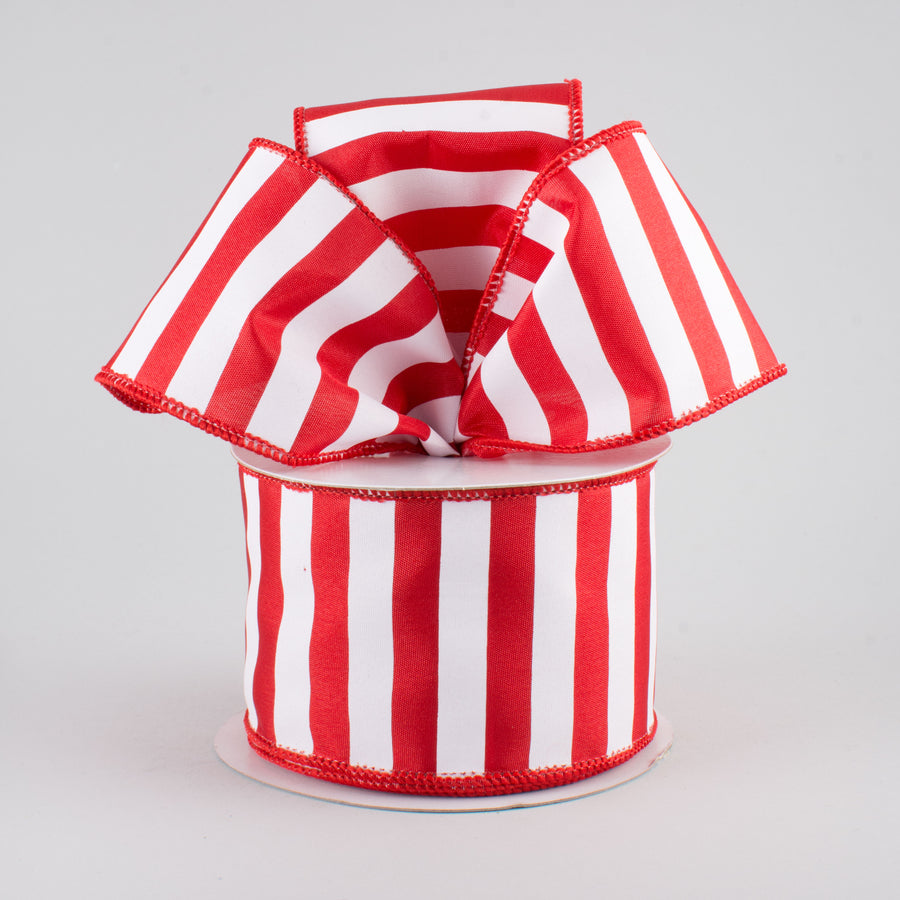 2.5" Medium Stripe Ribbon: Red & White (10 Yards) Lifestyle Photo