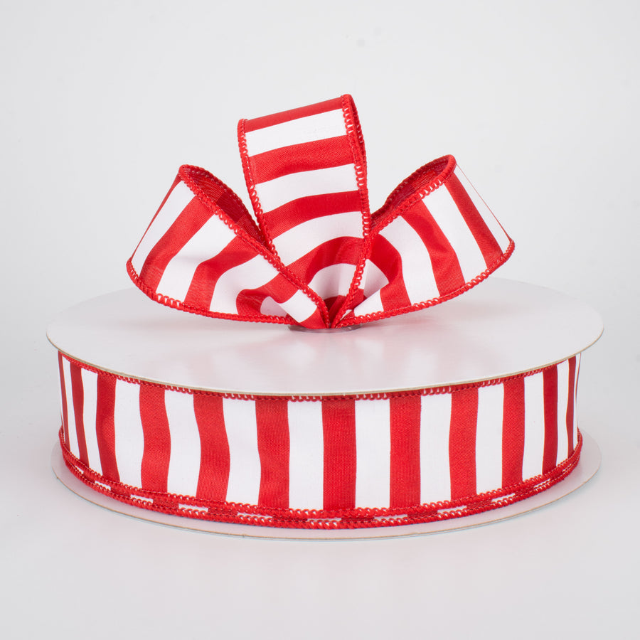 1.5" Medium Stripe Ribbon: Red & White (50 Yards) Lifestyle Photo