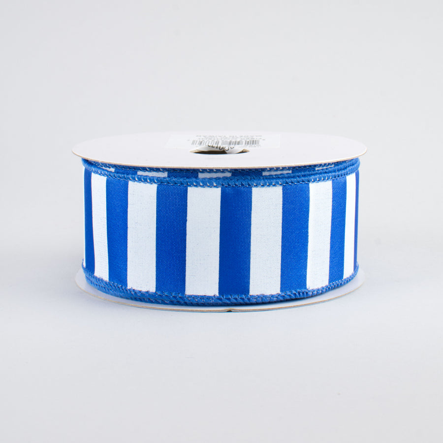 1.5" Medium Stripe Ribbon: Royal Blue & White (10 Yards)