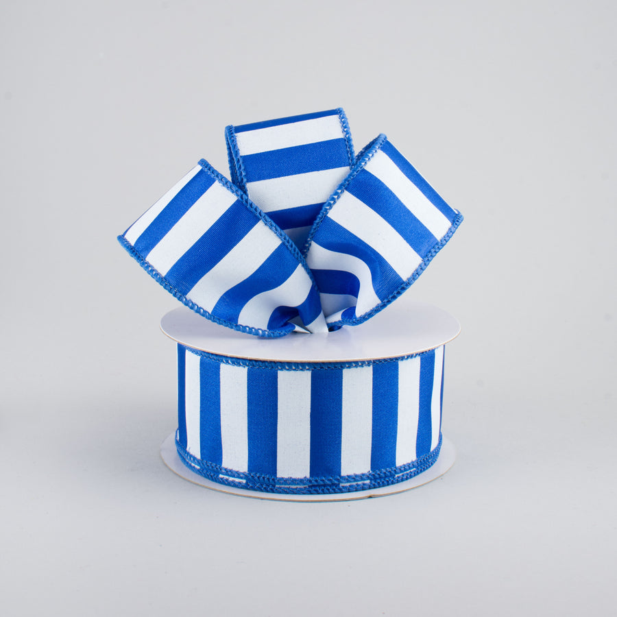 1.5" Medium Stripe Ribbon: Royal Blue & White (10 Yards) Lifestyle Photo