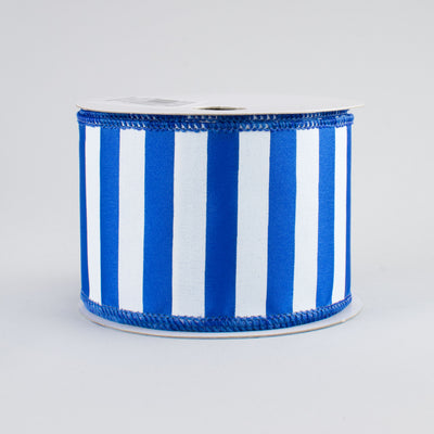 2.5" Medium Stripe Ribbon: Royal Blue & White (10 Yards)