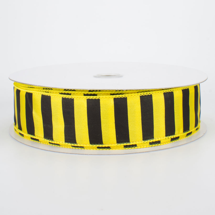 1.5" Medium Stripe Ribbon: Yellow & Black (50 Yards)