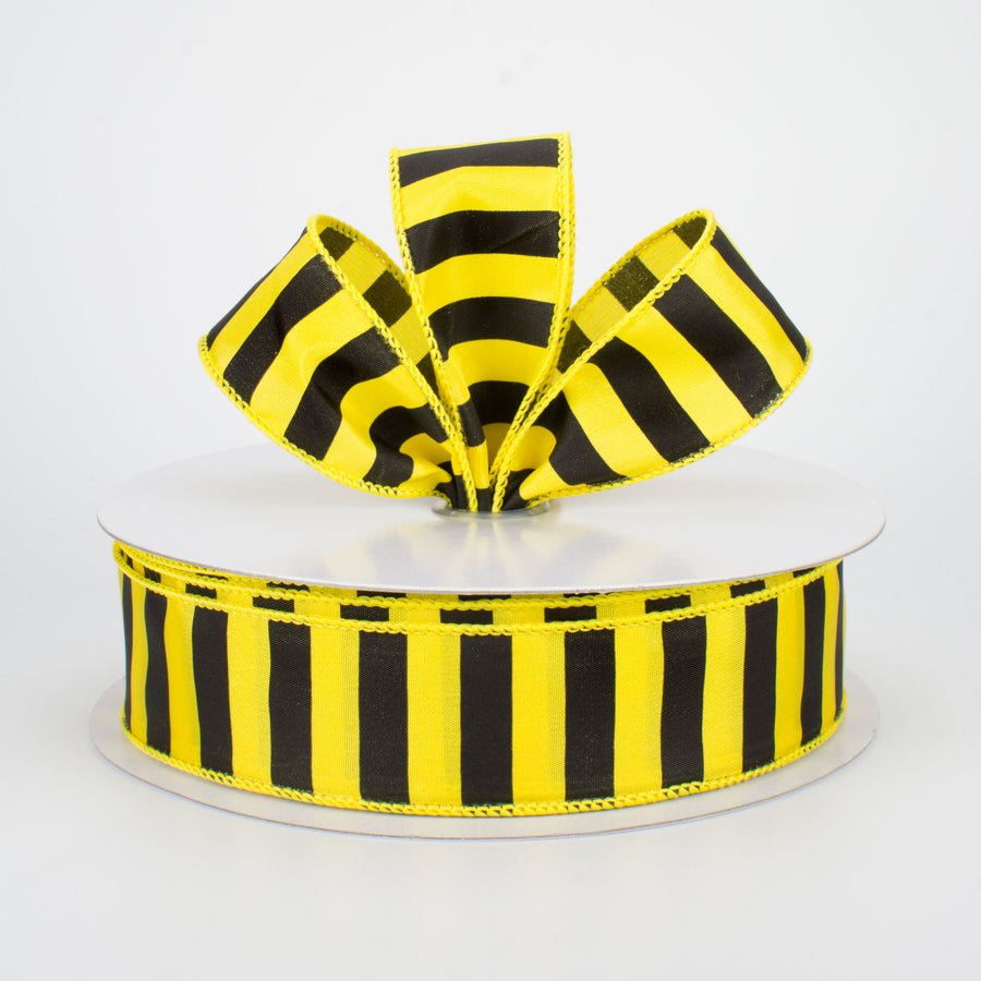 1.5" Medium Stripe Ribbon: Yellow & Black (50 Yards) Lifestyle Photo