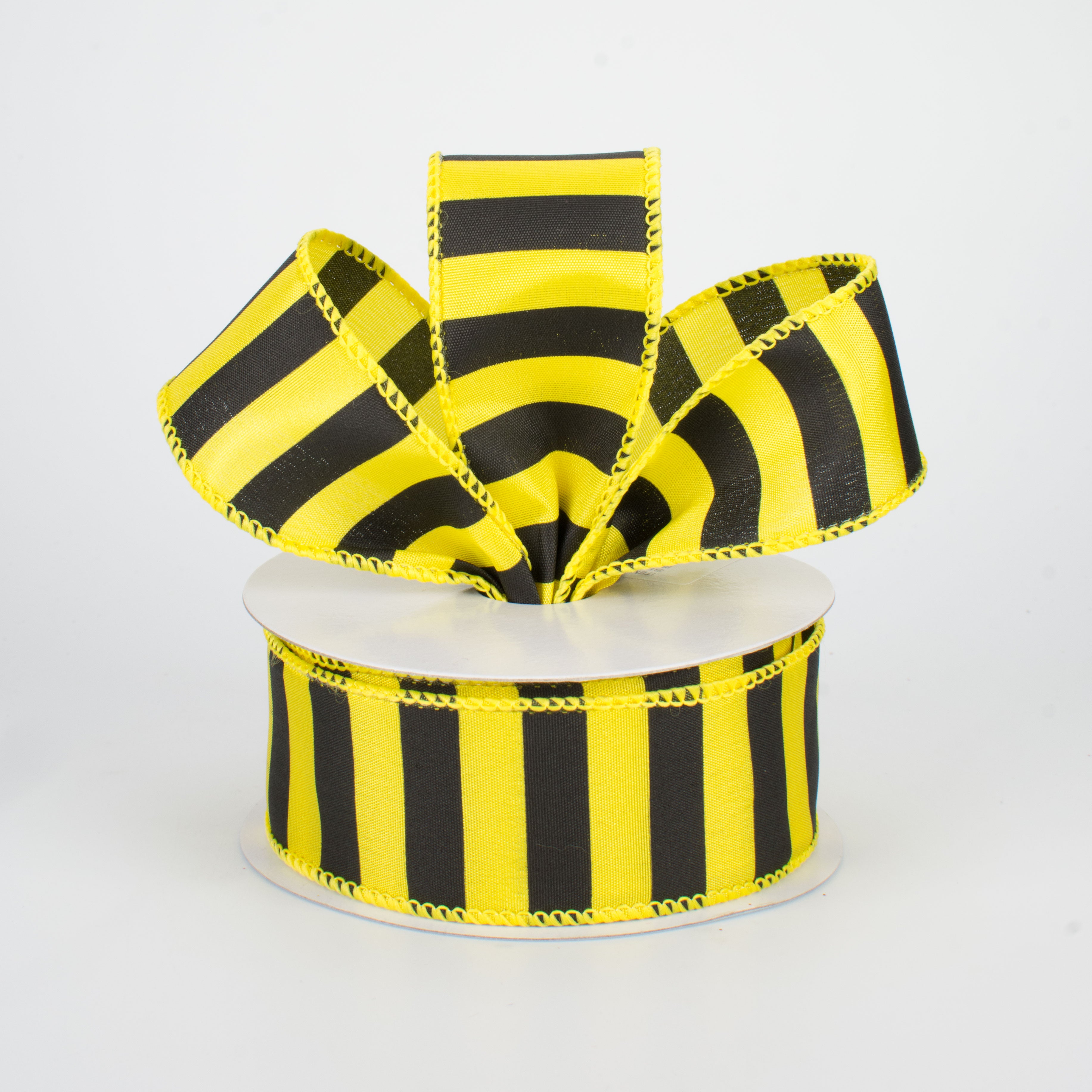 1.5" Medium Stripe Ribbon: Yellow & Black (10 Yards) Lifestyle Photo