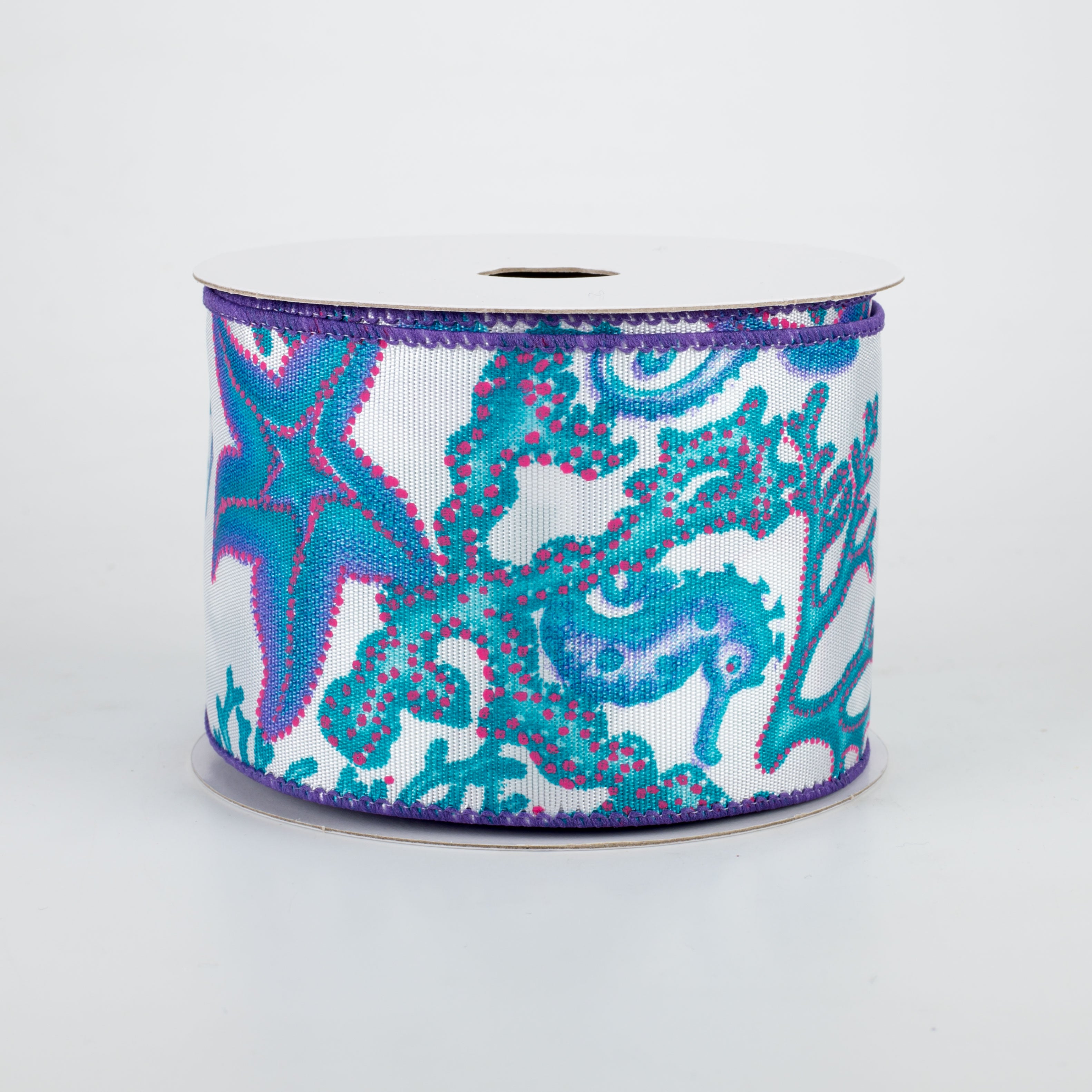 2.5" Mermaid's Seahorse Starfish Coral Ribbon (10 Yards)