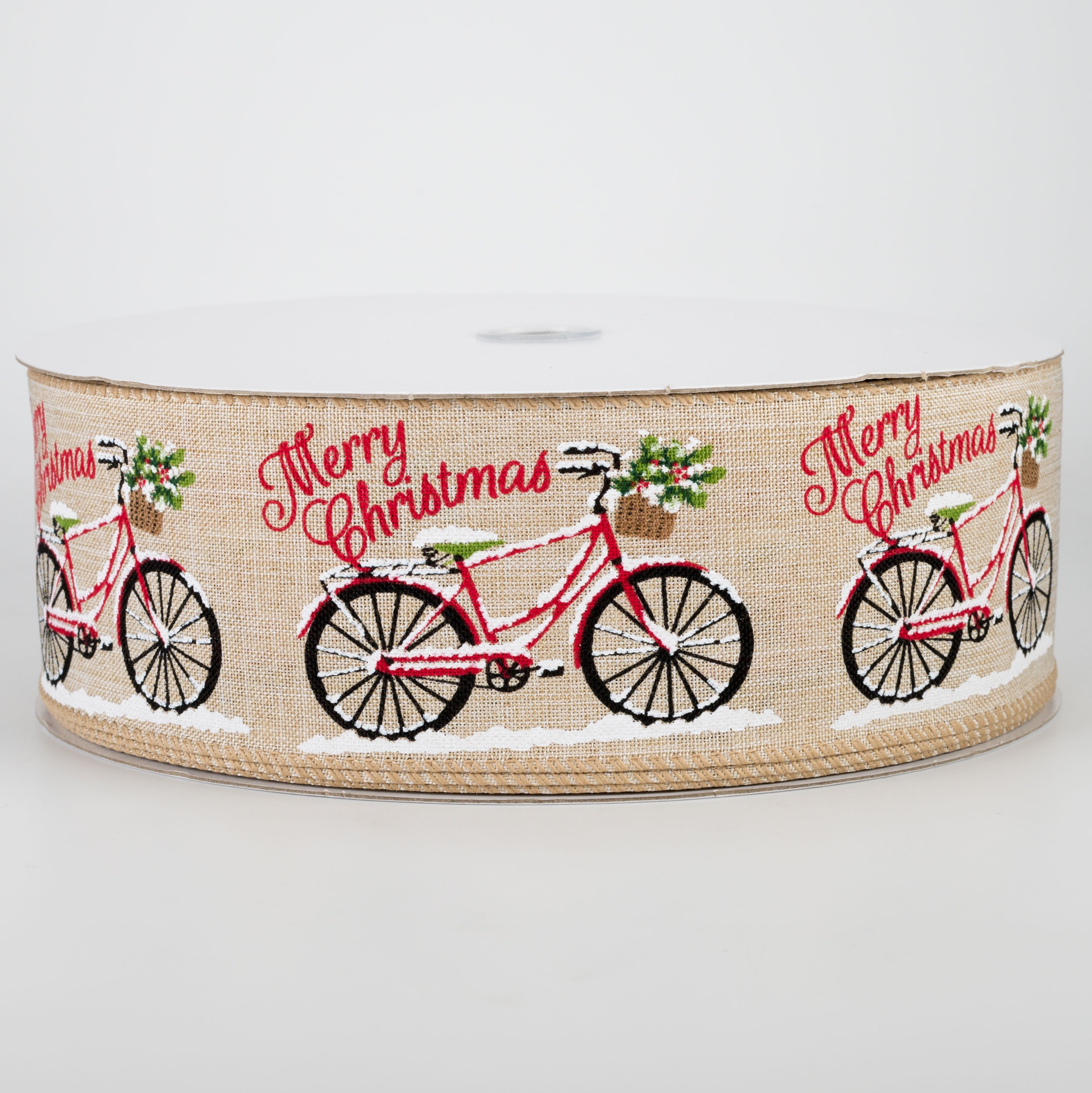 2.5" Merry Christmas Bicycle Ribbon (50 Yards) Item Number: CH0940-222