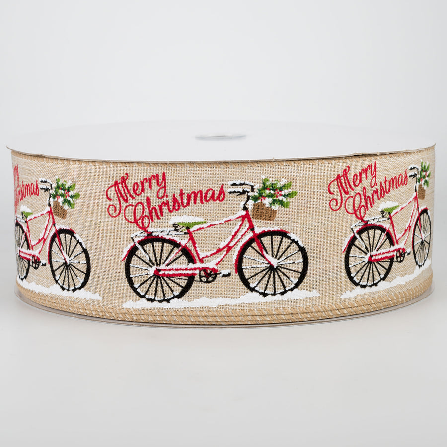 2.5" Merry Christmas Bicycle Ribbon (50 Yards) Item Number: CH0940-222