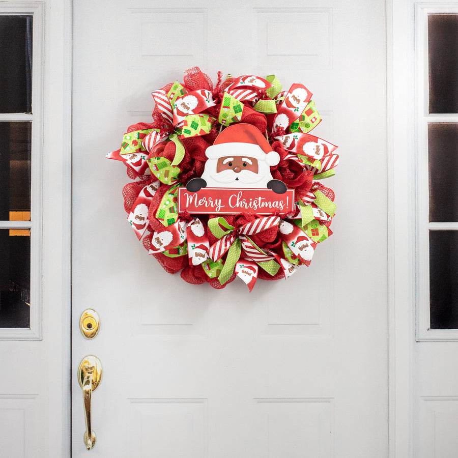 12.75" Merry Christmas Brown Santa Sign detail photo 4