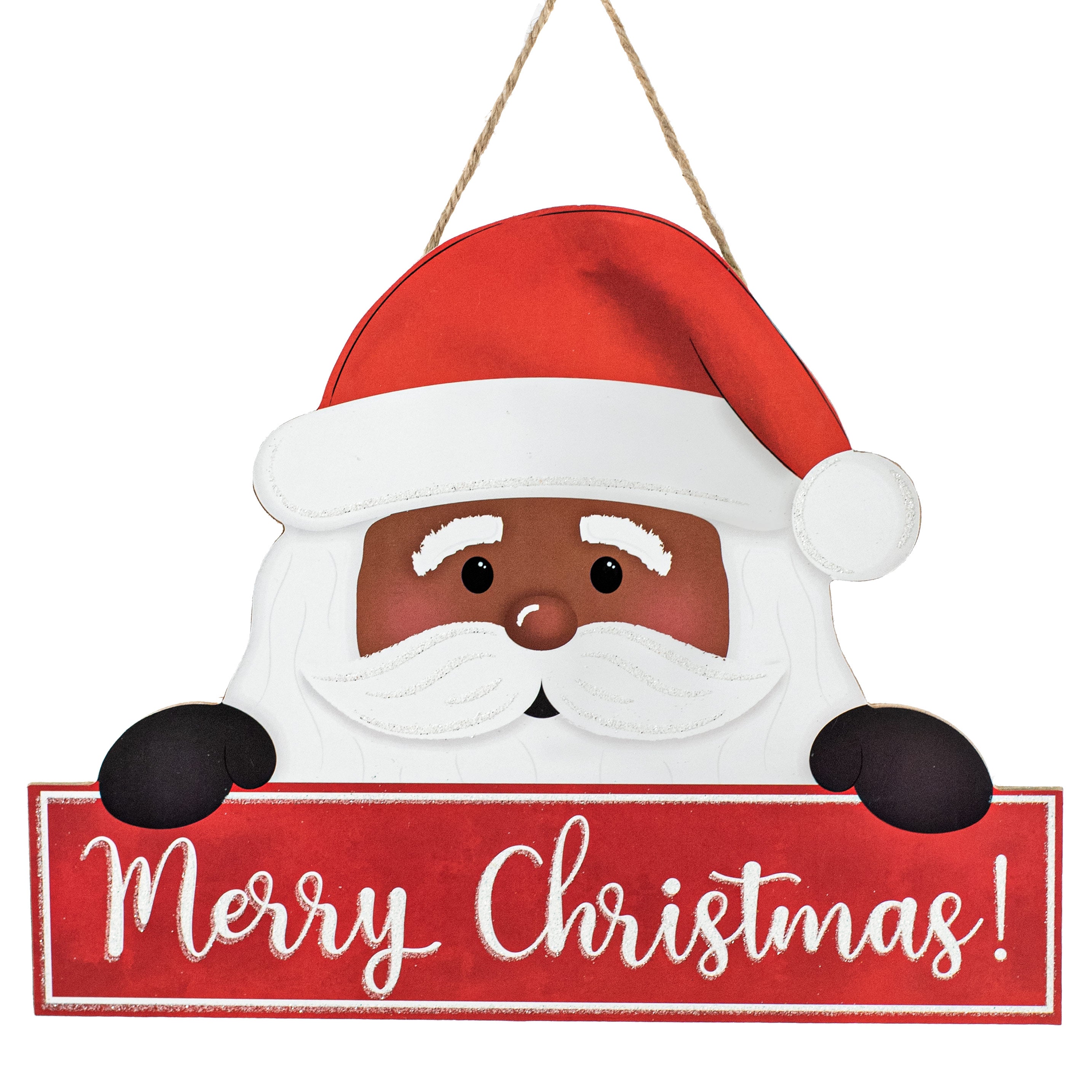 12.75" Merry Christmas Brown Santa Sign Item Number: AP7866