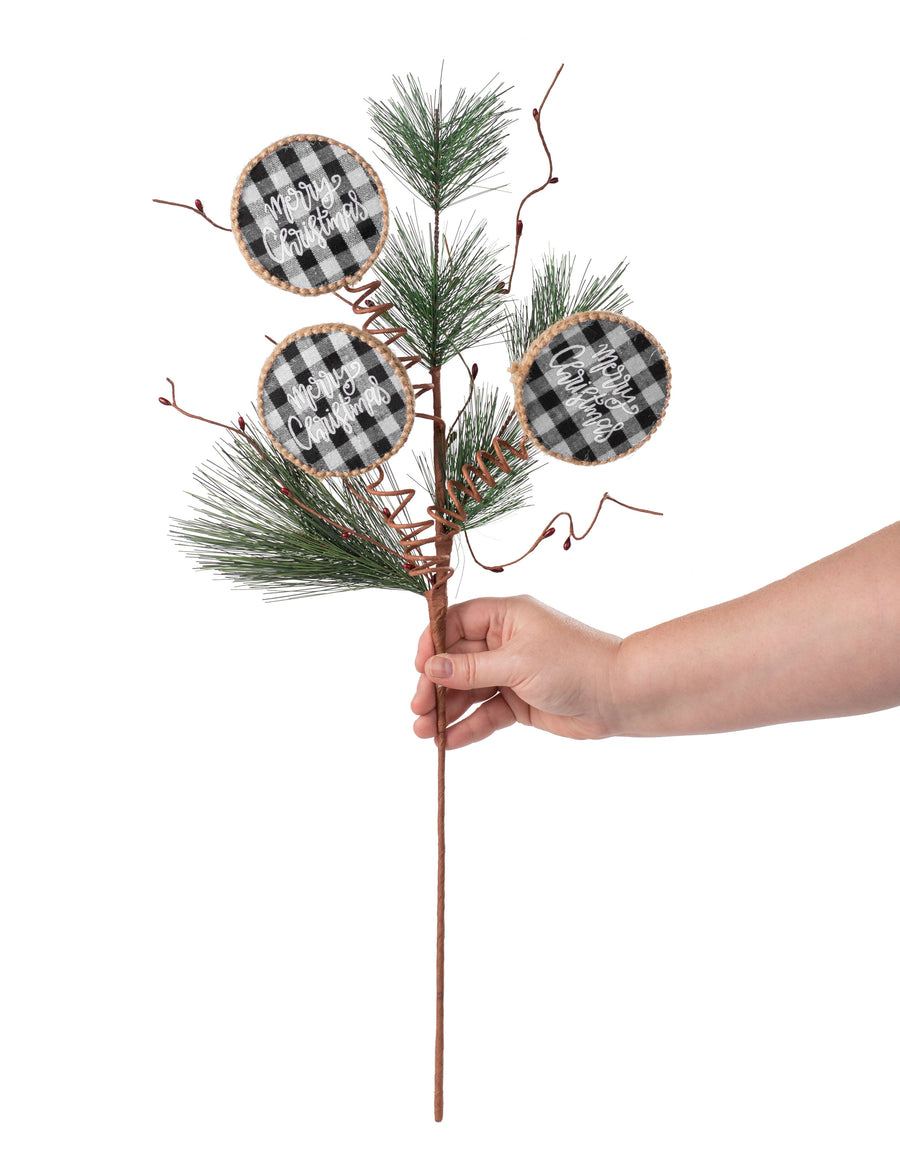 26" Merry Christmas Gingham & Pine Spray Lifestyle Photo