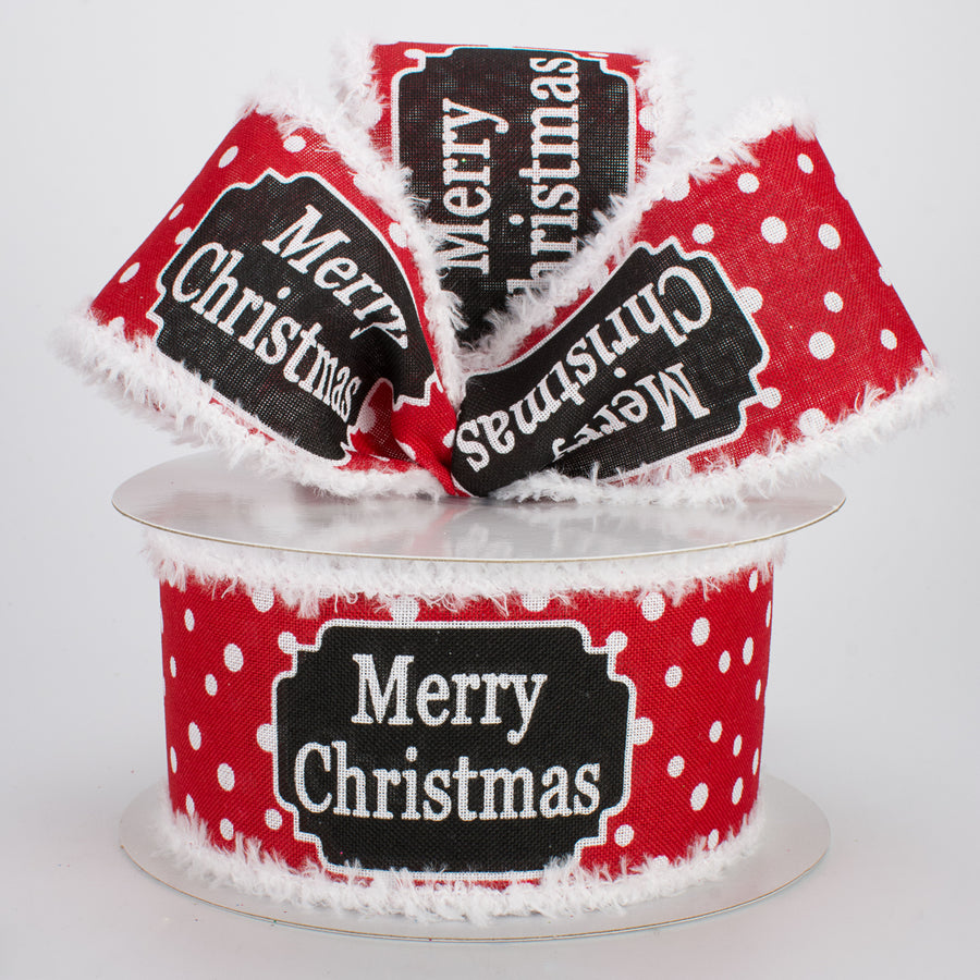 2.5" Merry Christmas Snowdrift Ribbon: White, Red, Black (10 Yards) Lifestyle Photo