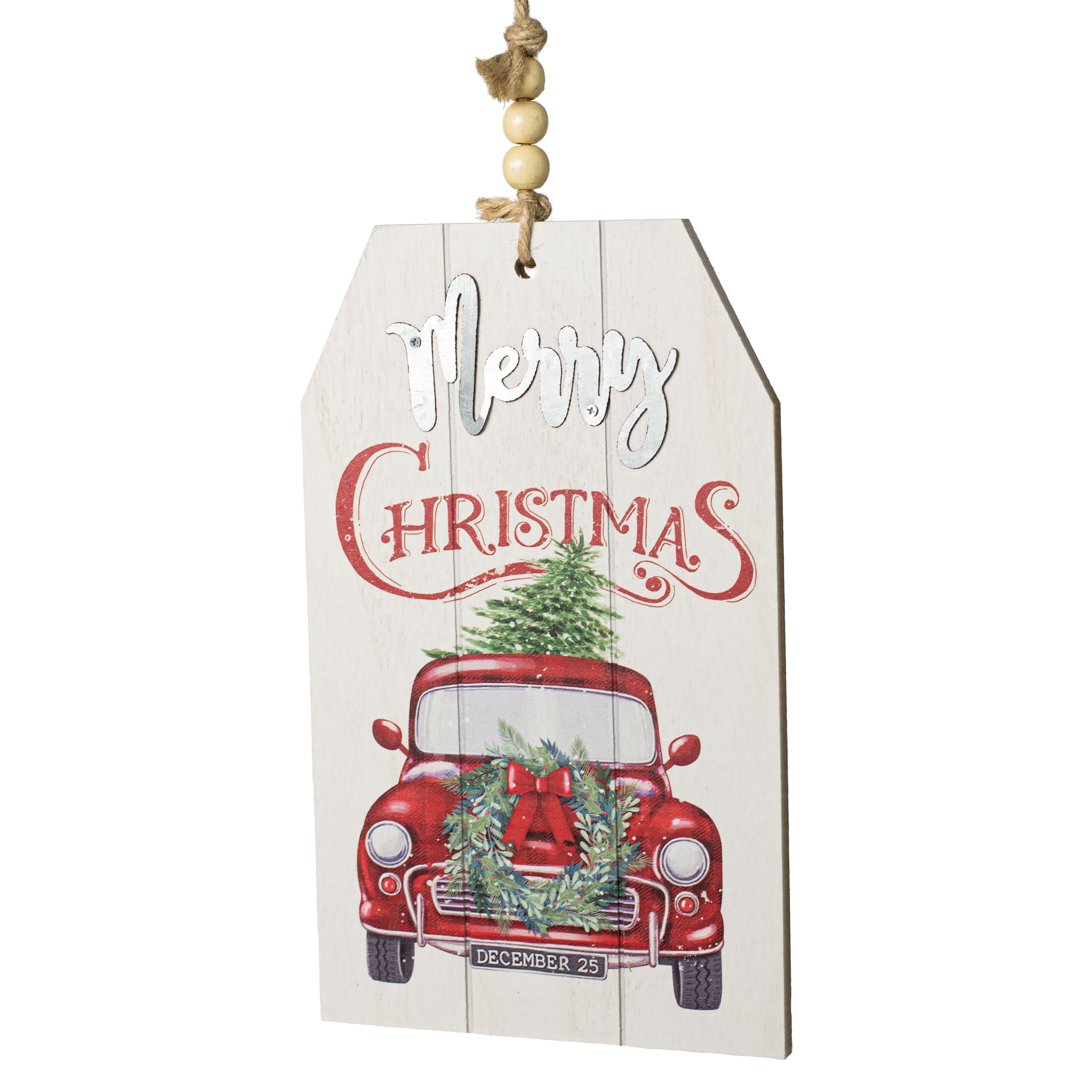 11" Merry Christmas Truck Tag Sign Item Number: 84509RDWT