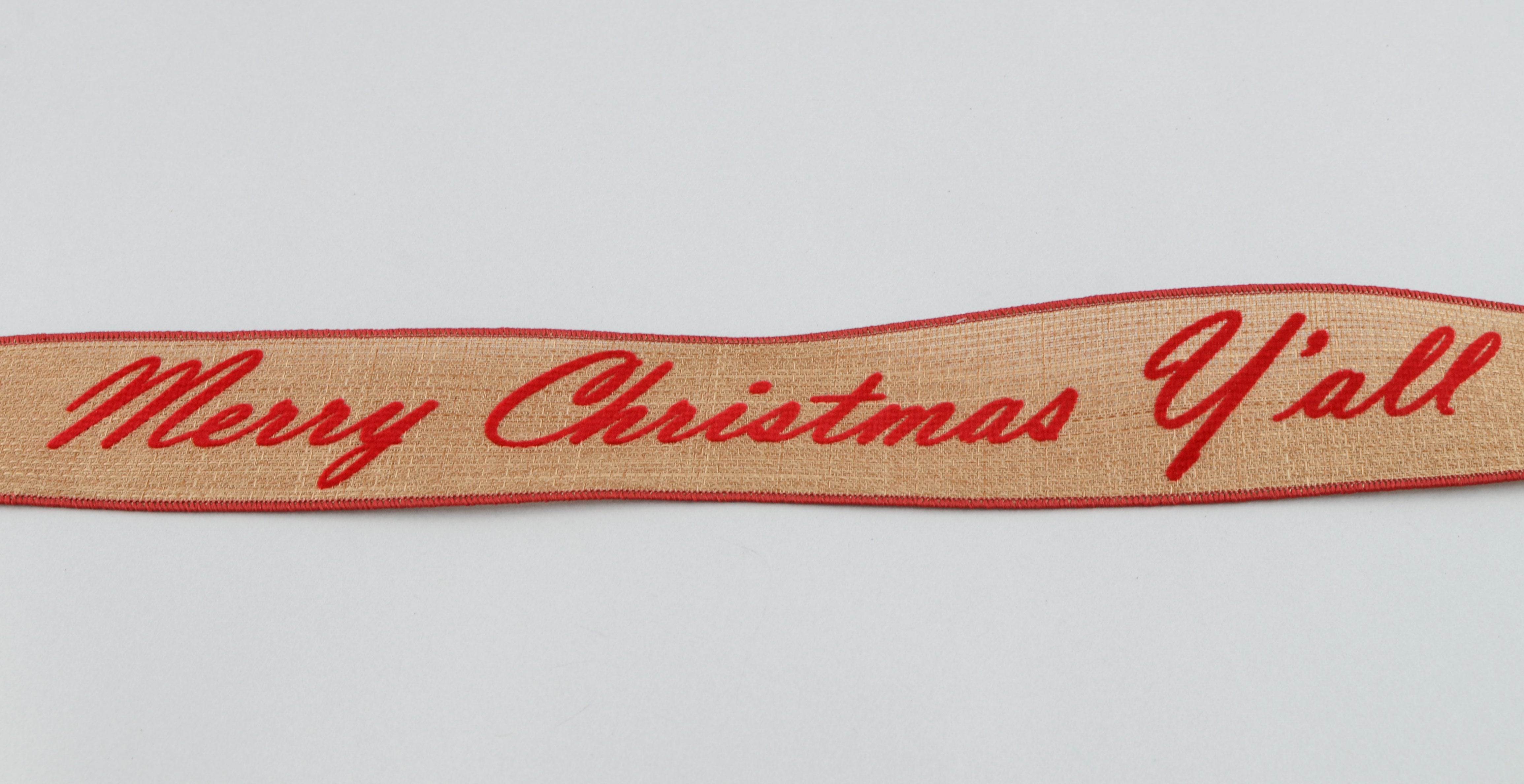 2.5" Merry Christmas Y'all Faux Burlap Ribbon (10 Yards) detail photo 3