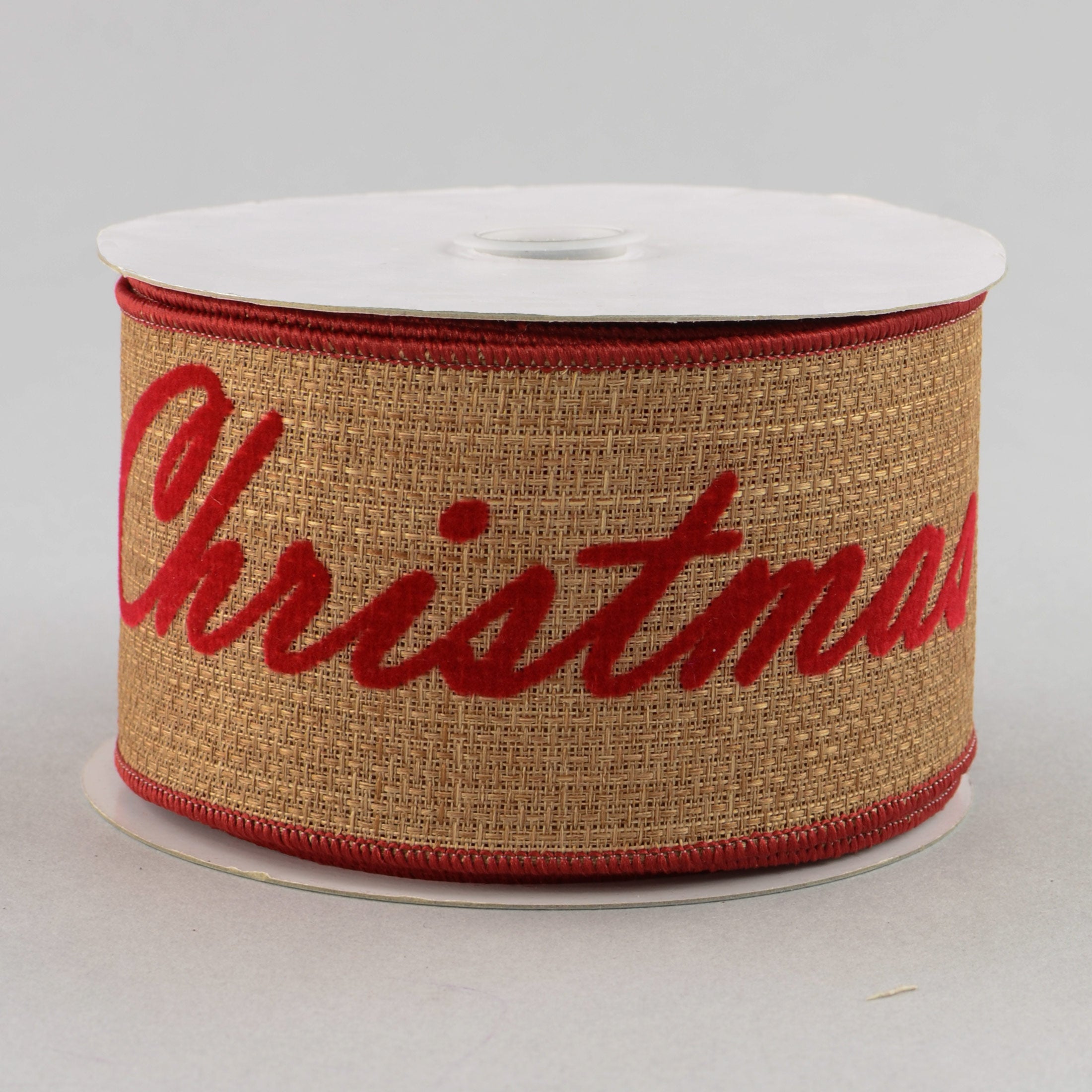 2.5" Merry Christmas Y'all Faux Burlap Ribbon (10 Yards)
