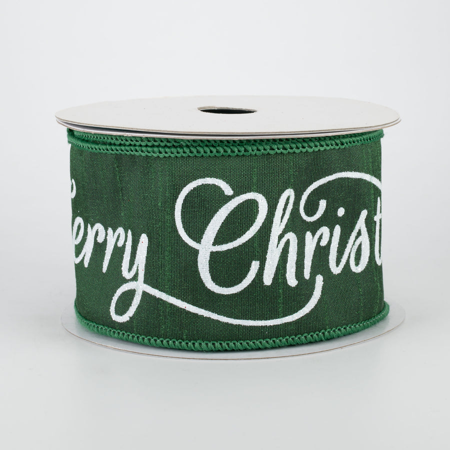 2.5" Merry Christmas Y'all Ribbon: Emerald Green (10 Yards)