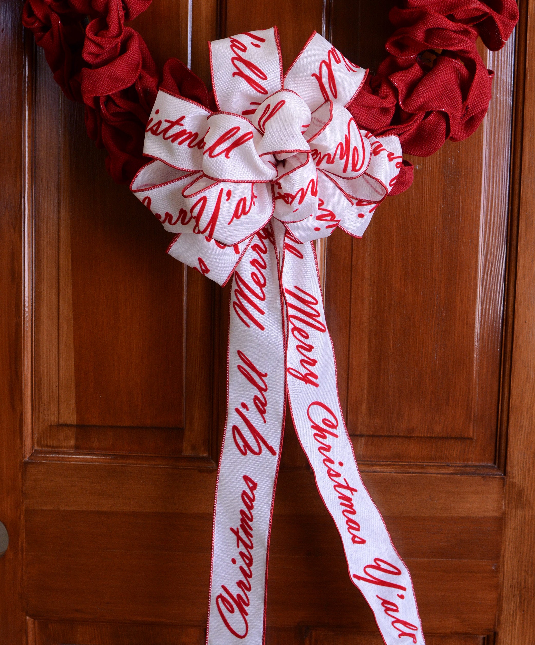 2.5" Merry Christmas Y'all White Ribbon (10 Yards) detail photo 4