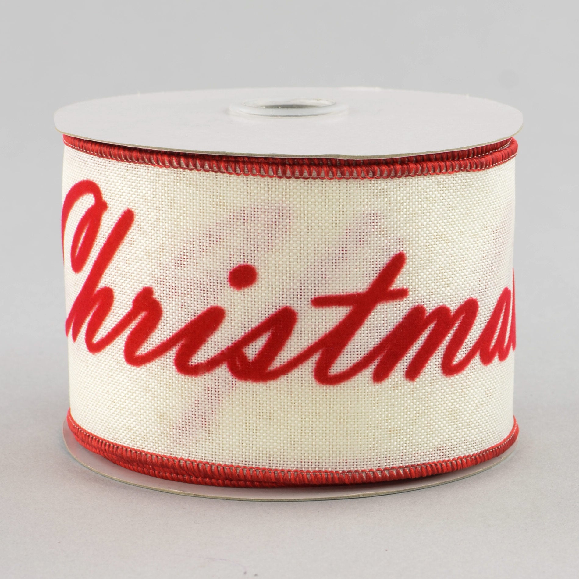 2.5" Merry Christmas Y'all White Ribbon (10 Yards)