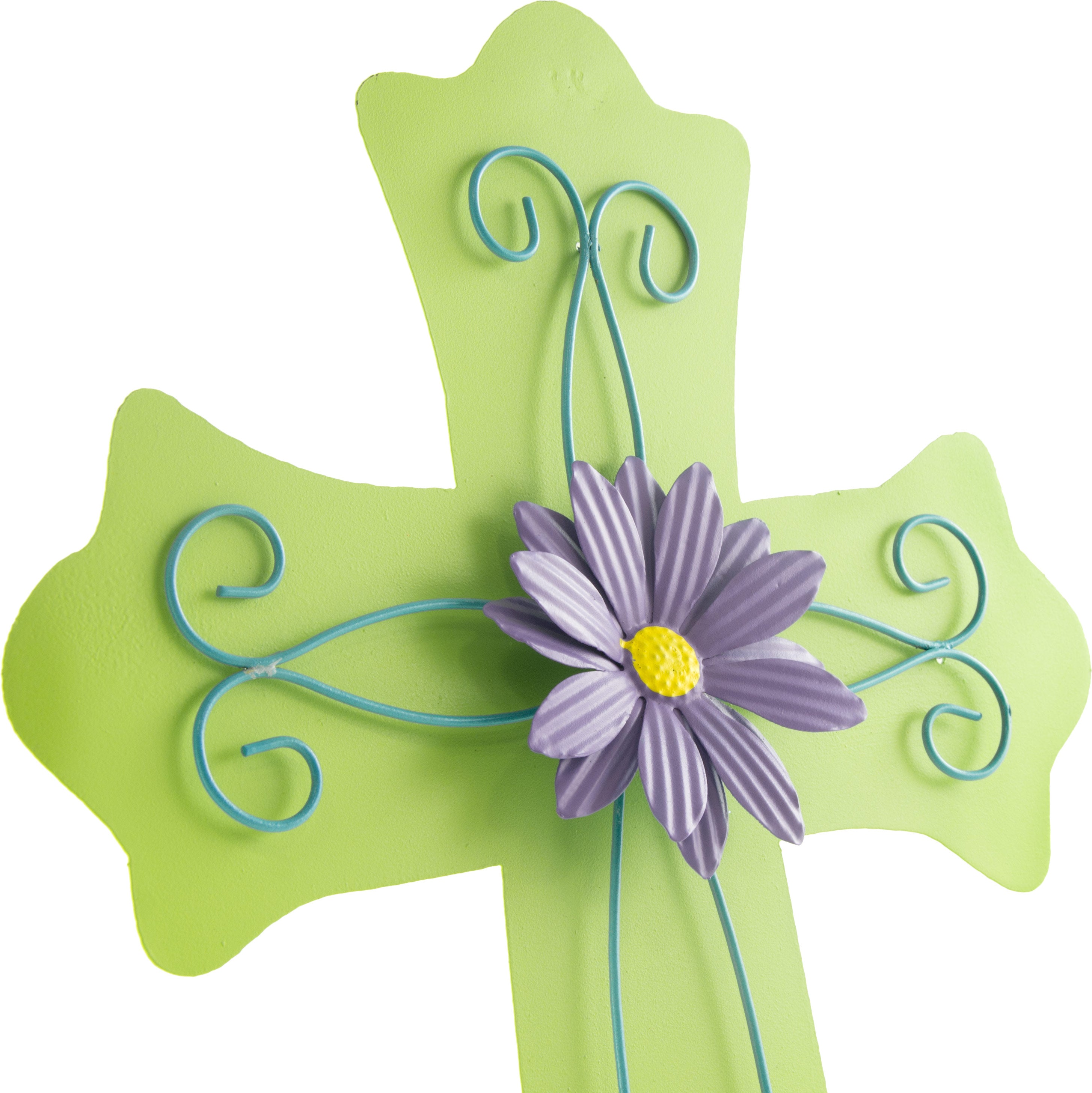 20" Metal Cross With Flower detail photo 3