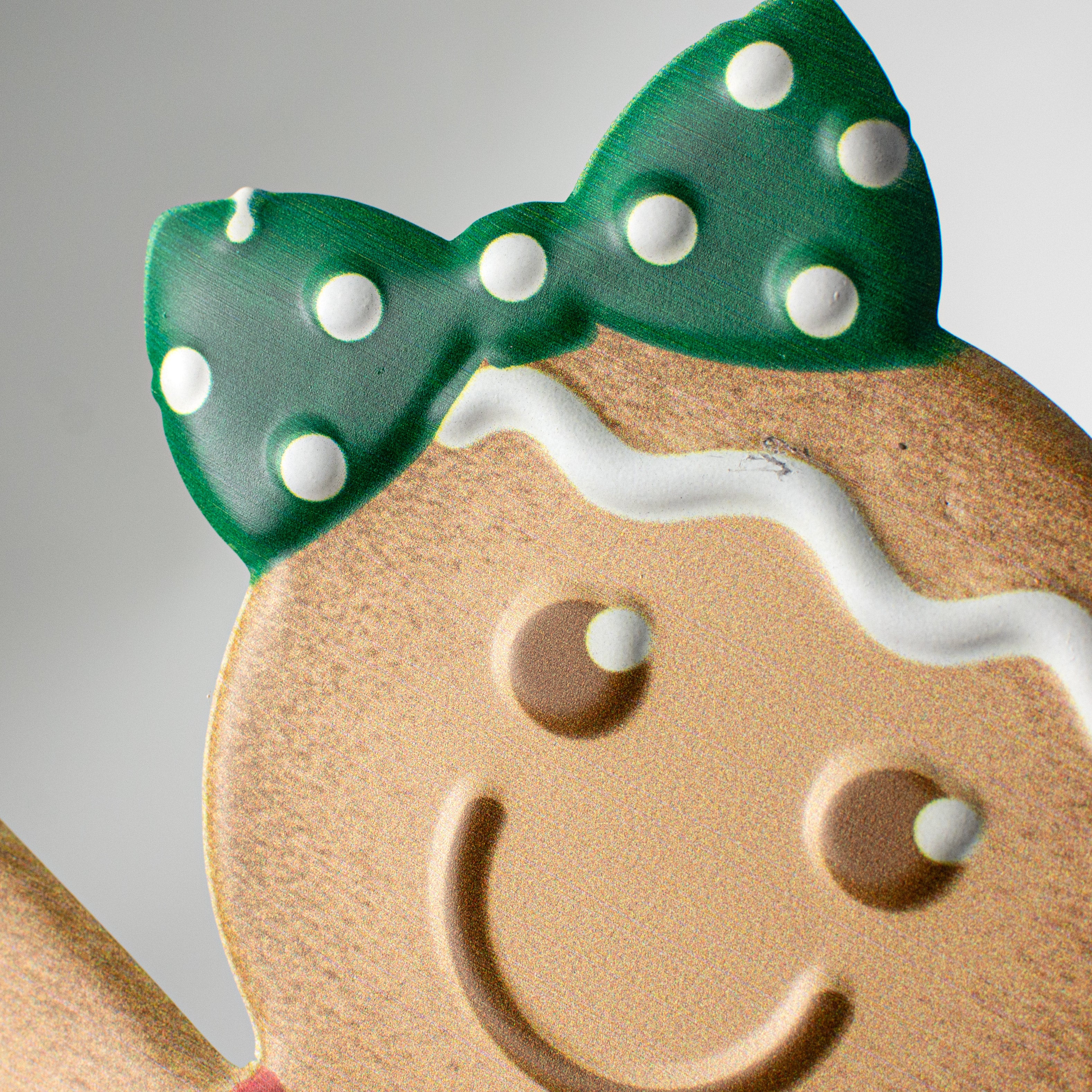 13" Metal Embossed Decoration: Gingerbread Girl detail photo 3