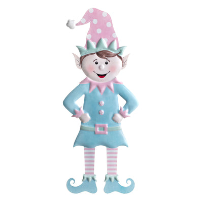 13" Metal Embossed Hanger: Ice Blue & Light Pink Elf Item Number: MD079947