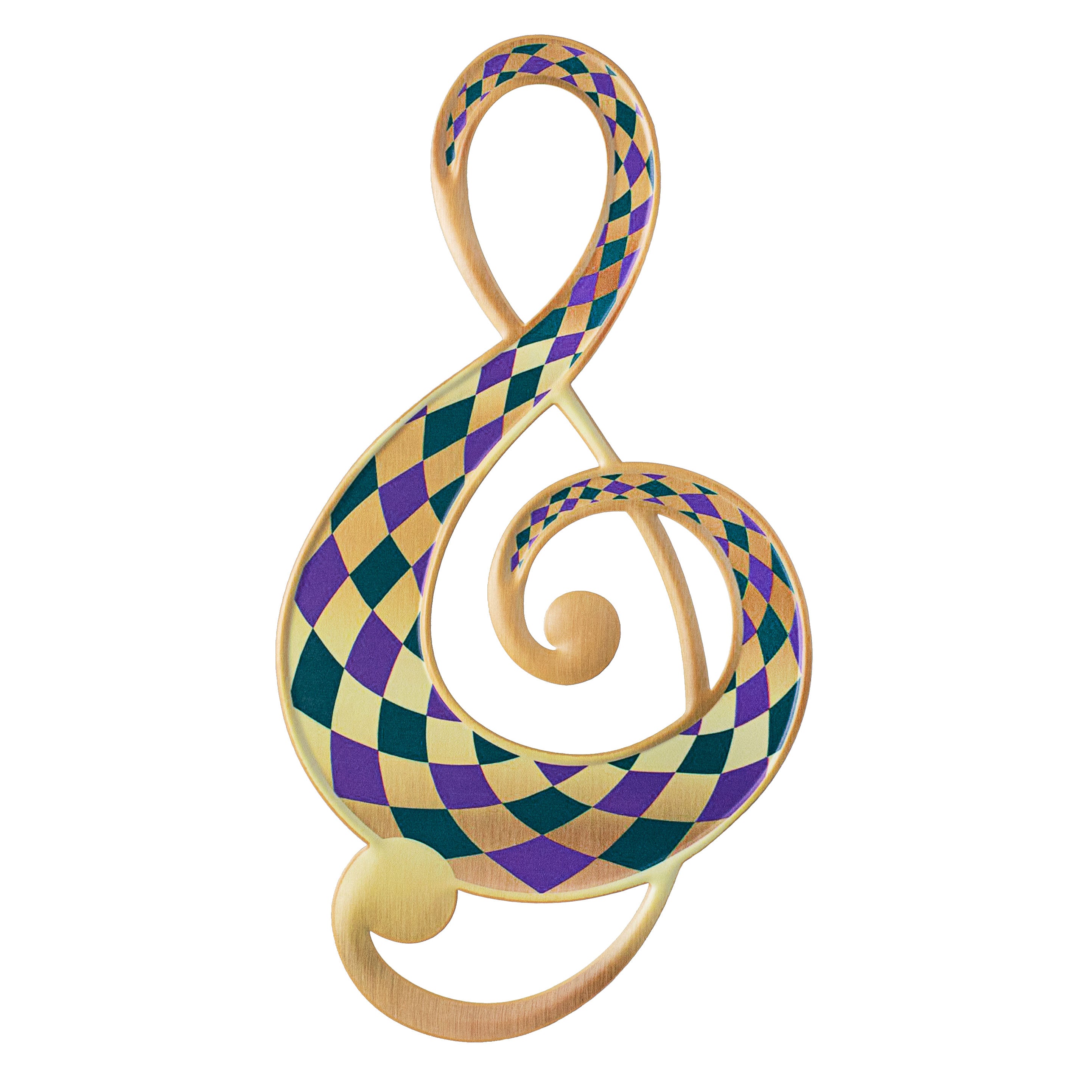 16" Metal Embossed Hanger: Mardi Gras Harlequin Treble Clef Item Number: MD076141