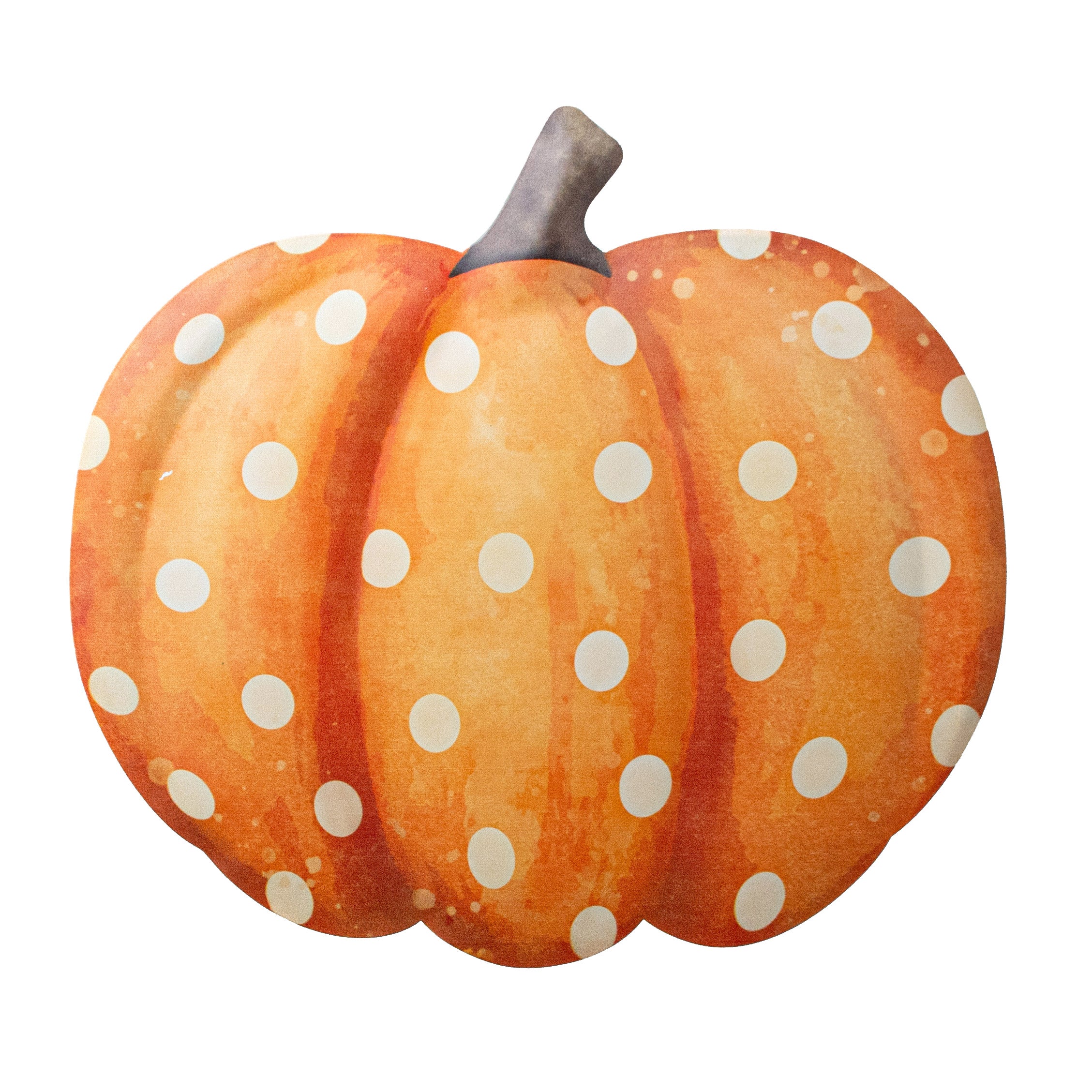 12" Metal Embossed Hanger: Orange & Cream Polka Dot Pumpkin Item Number: MD076420