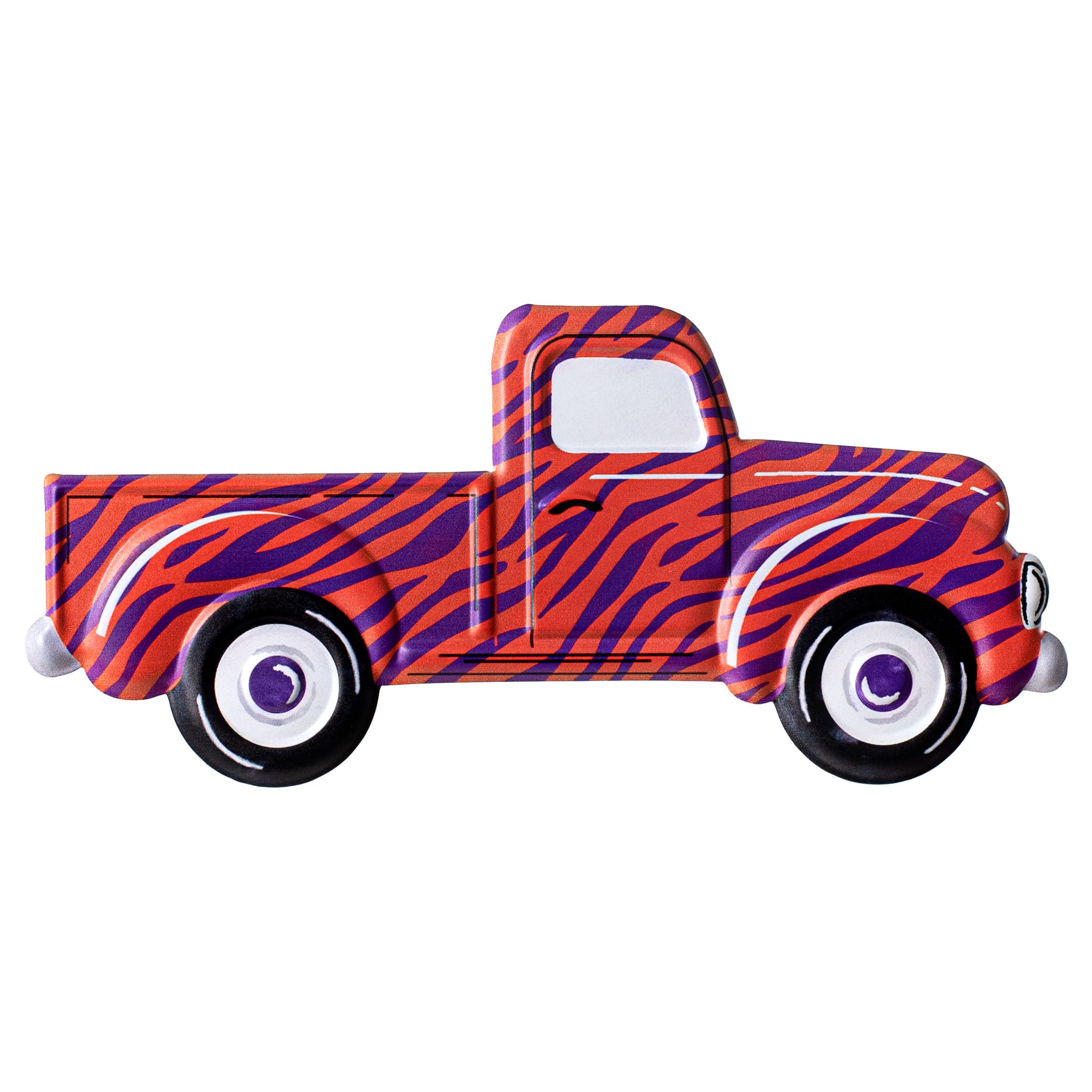 12" Metal Embossed Hanger: Orange & Purple Animal Stripe Truck Item Number: MD078352