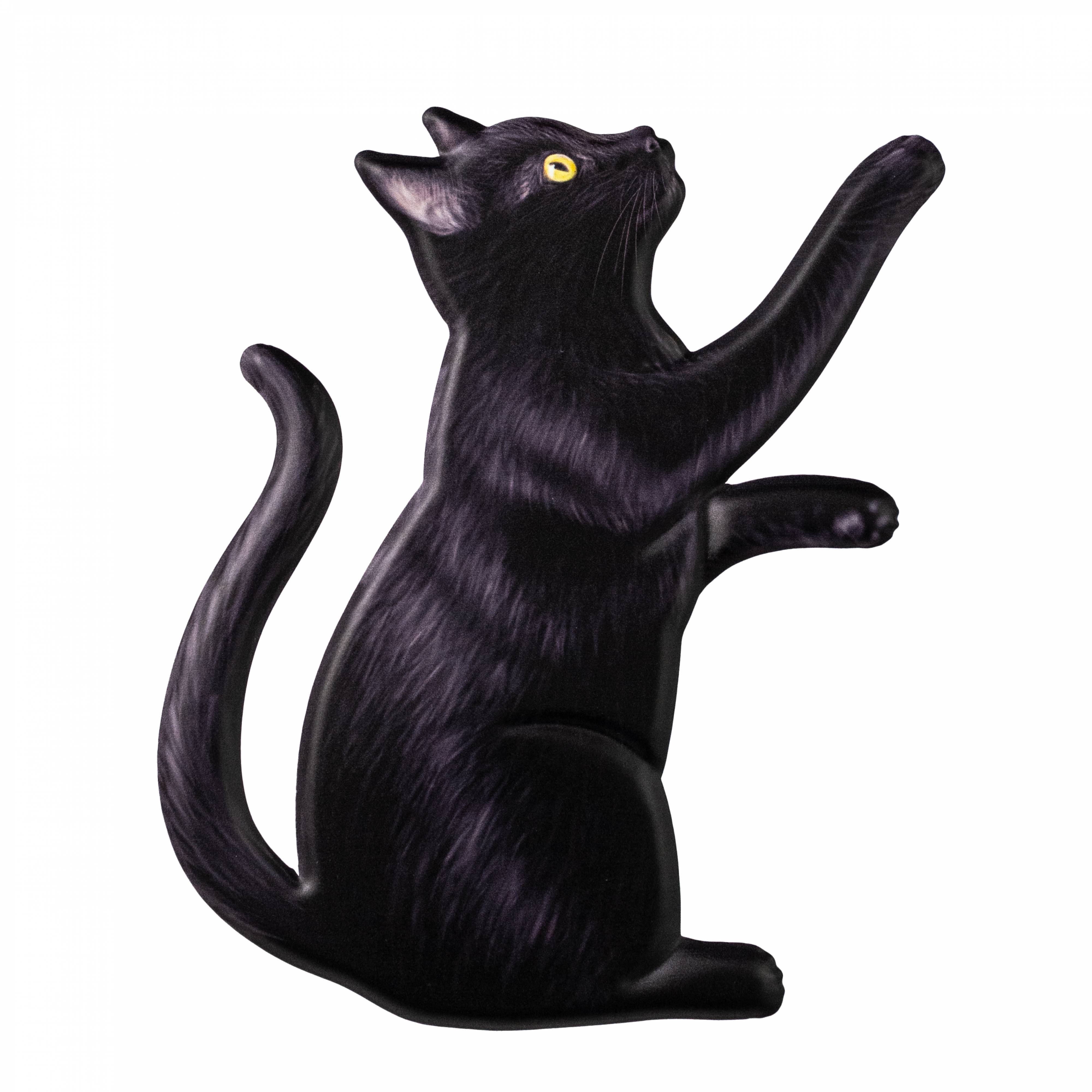 12" Metal Embossed Hanger: Pawing Black Cat Item Number: MD138102
