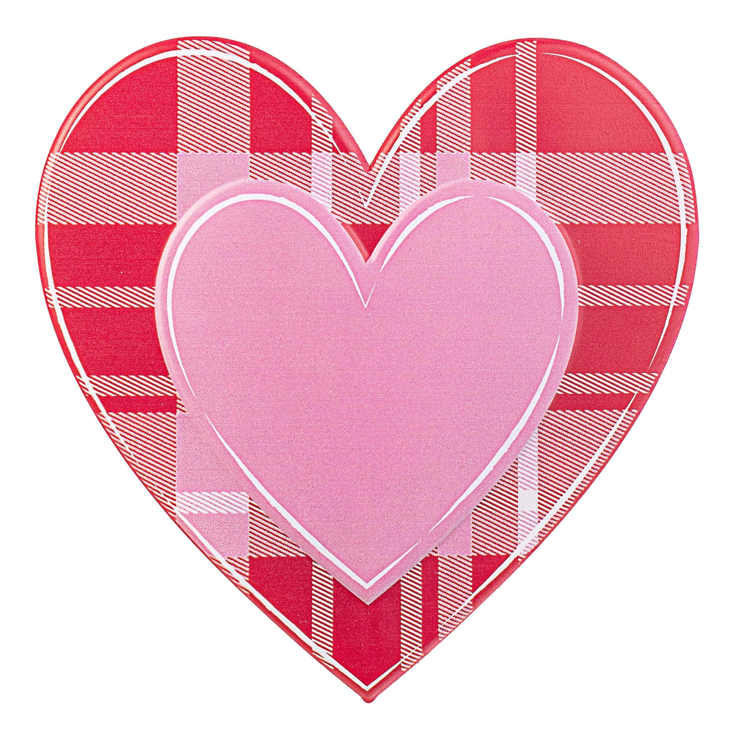 12" Metal Embossed Hanger: Plaid & Solid Heart Item Number: MD0666