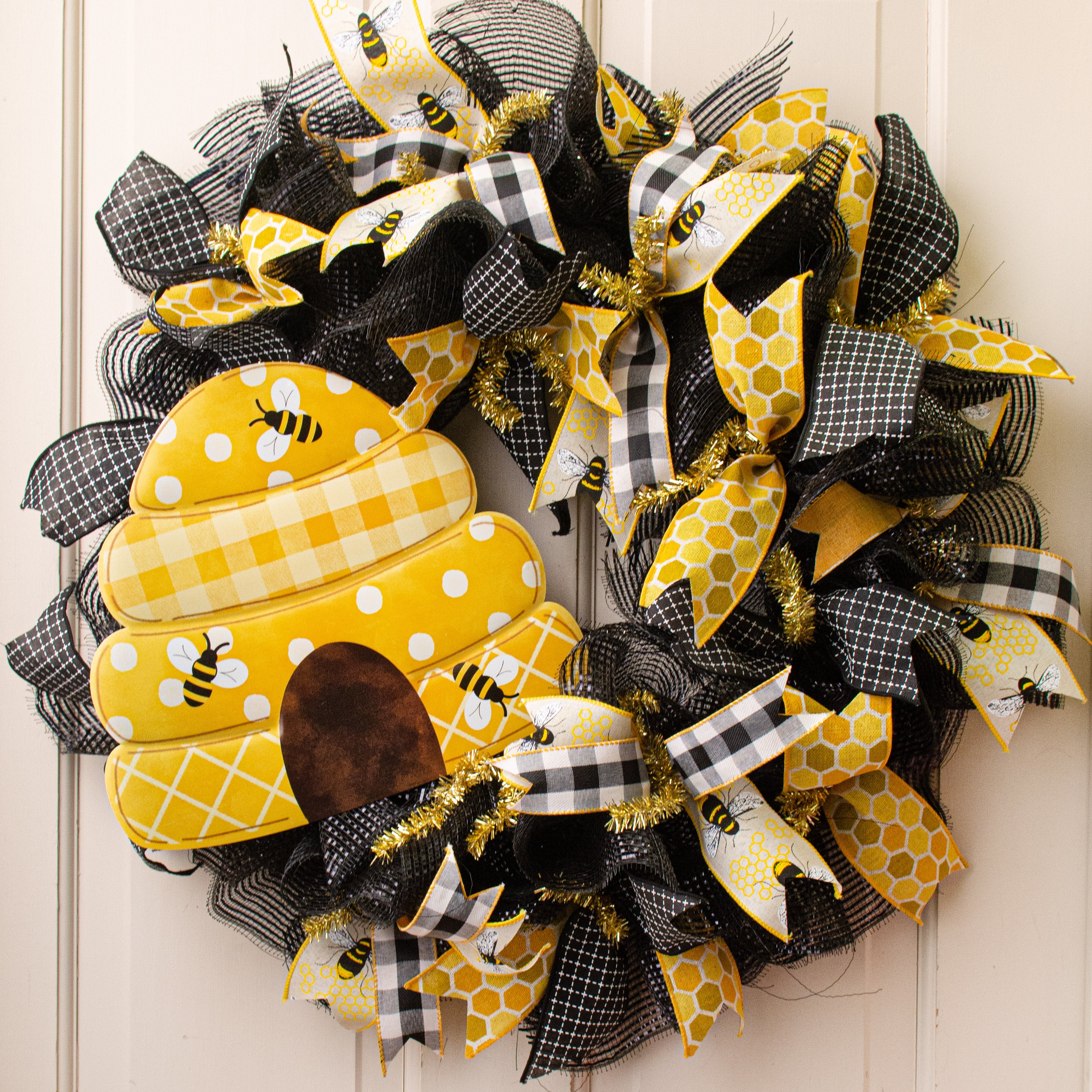 12" Metal Embossed Hanger: Polka Dot, Check, Squares Bee Hive Lifestyle Photo