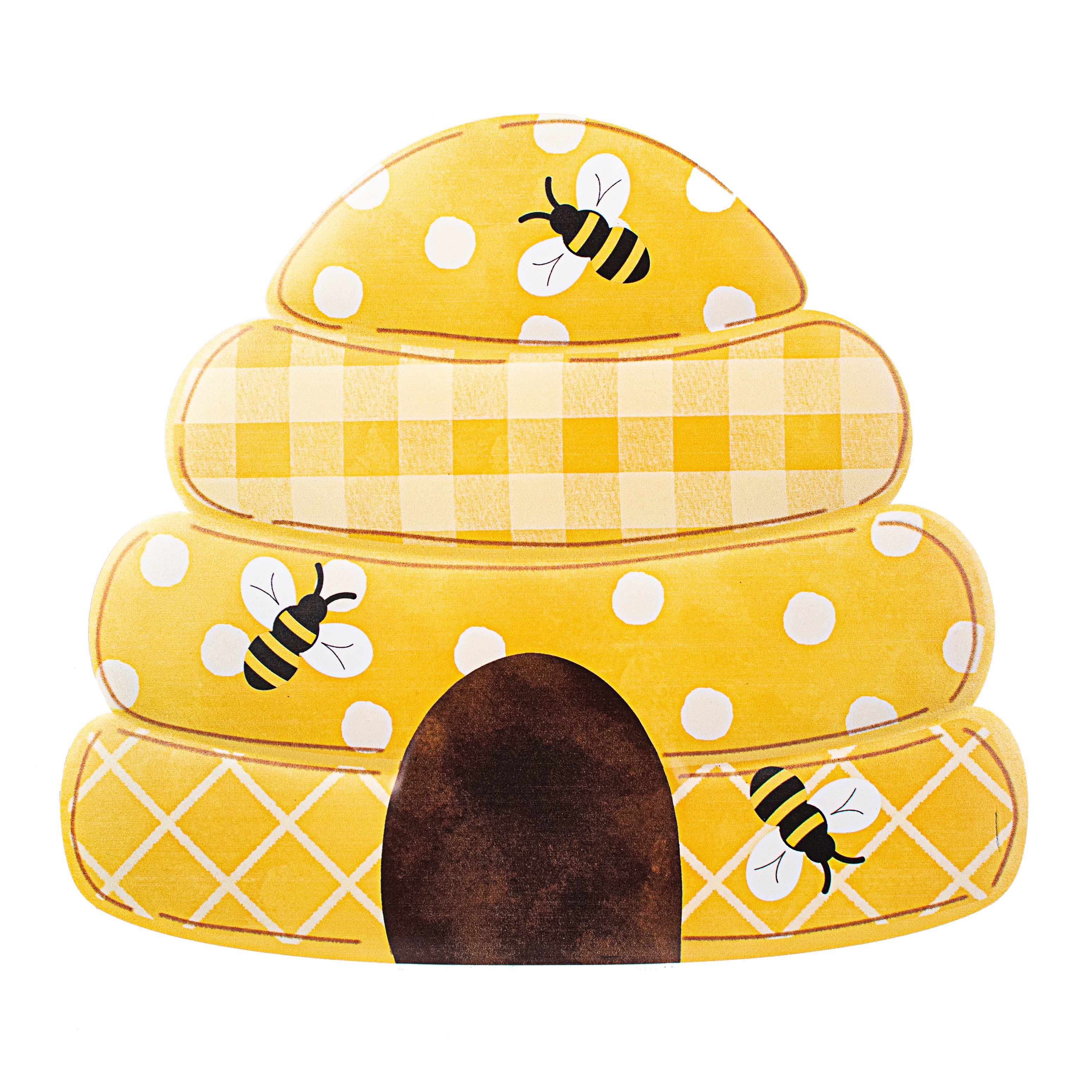 12" Metal Embossed Hanger: Polka Dot, Check, Squares Bee Hive Item Number: MD0794