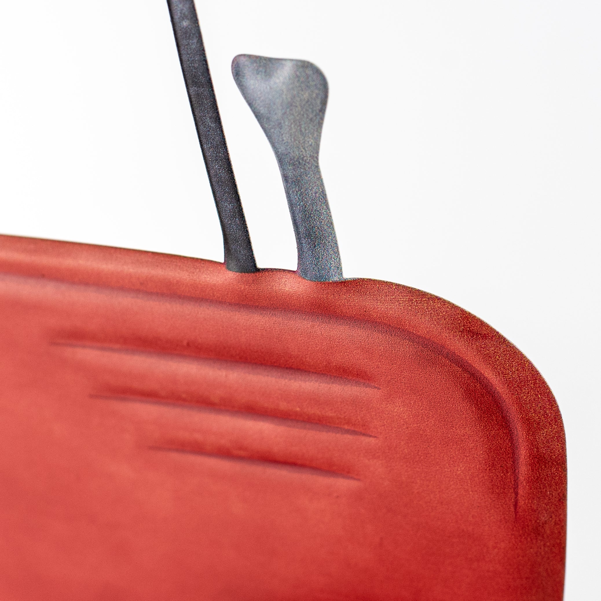 12" Metal Embossed Hanger: Red-Orange Tractor detail photo 3