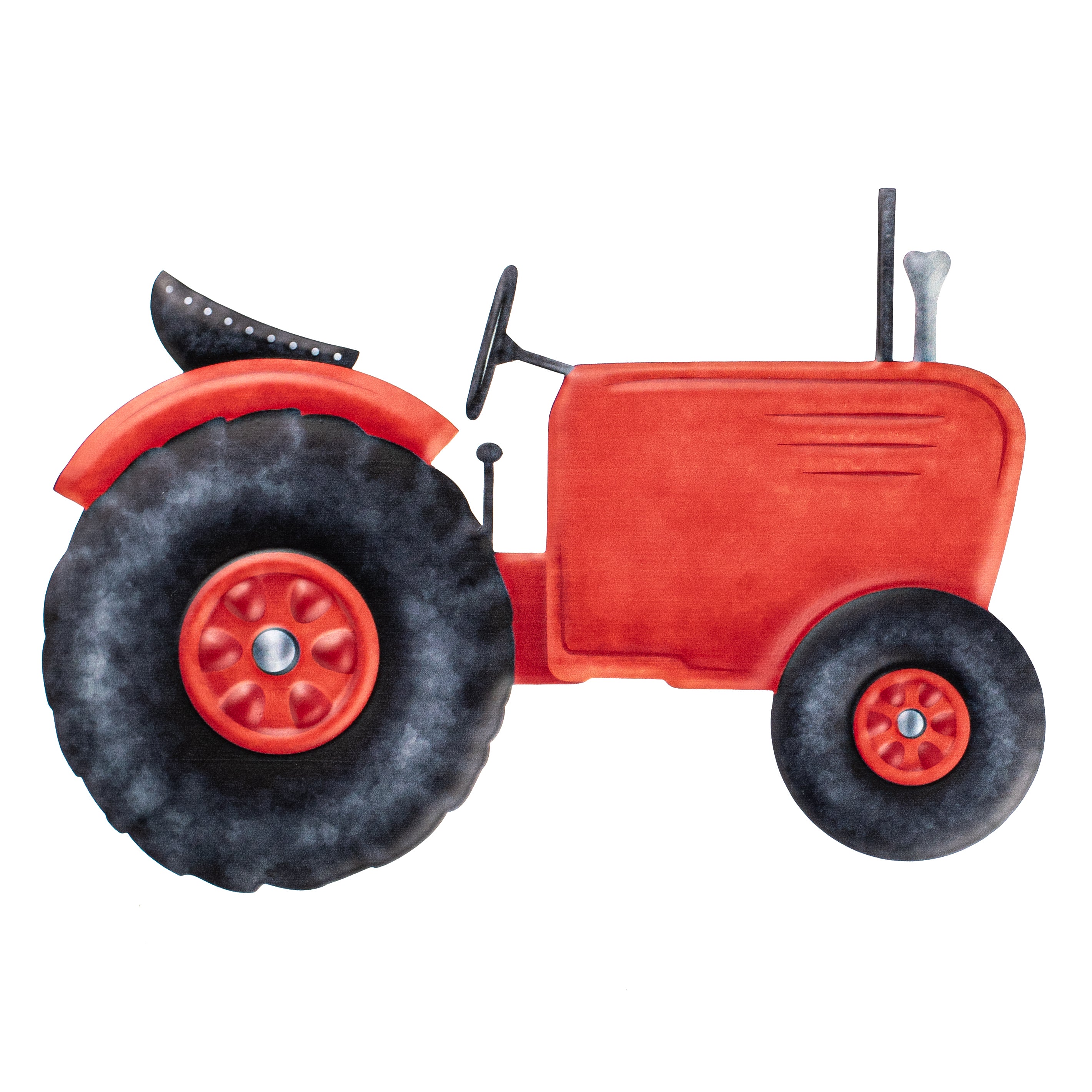 12" Metal Embossed Hanger: Red-Orange Tractor Item Number: MD080120