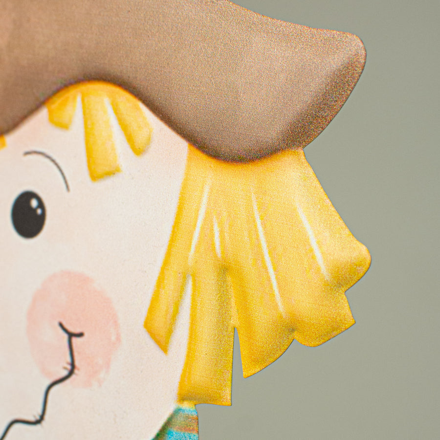 12" Metal Embossed Hanger: Scarecrow detail photo 3